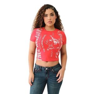 True Religion Women's Heritage Logo Baby Tee - Red