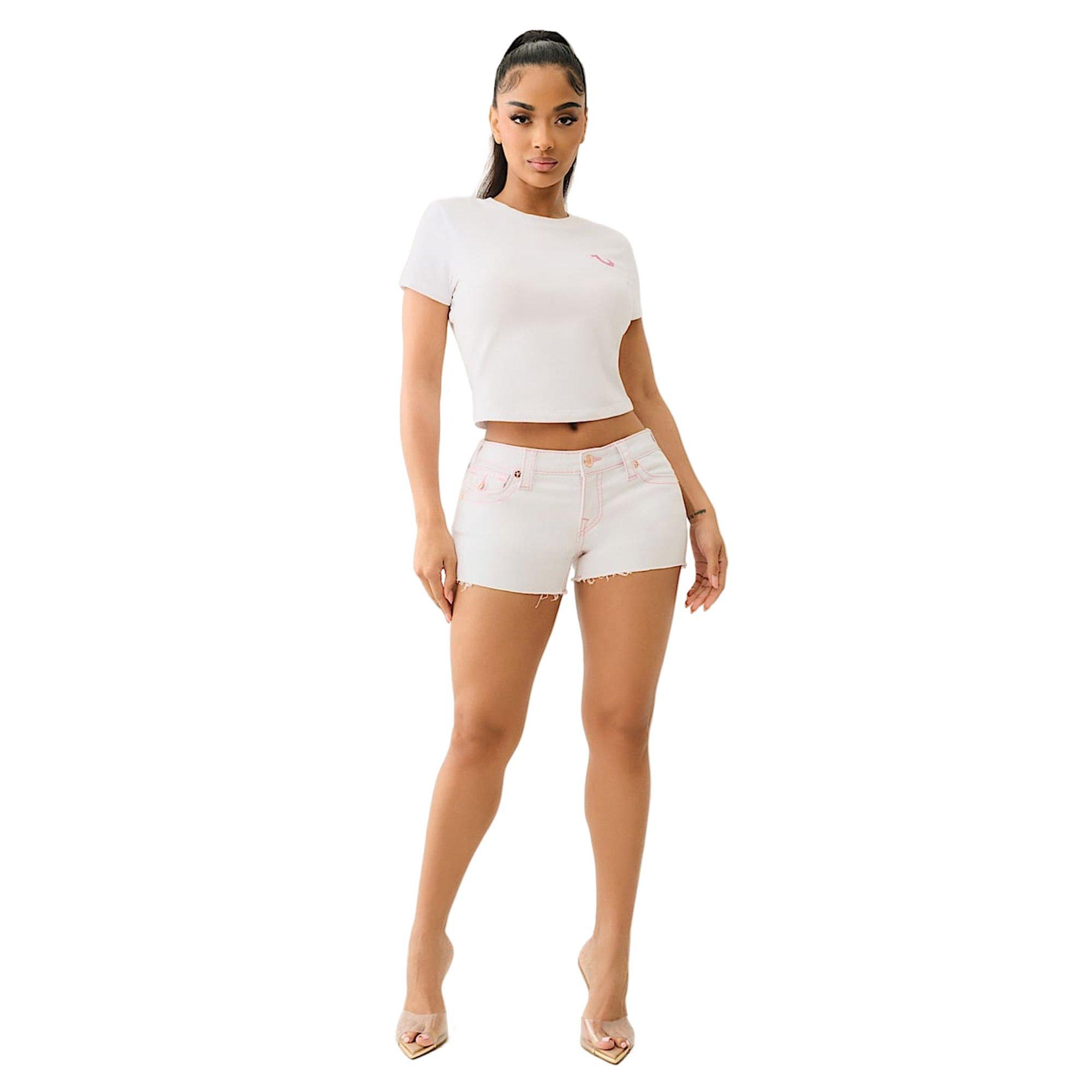 True Religion Women's Crystal Buddha Baby Tee - WHITE Thumbnail View 6