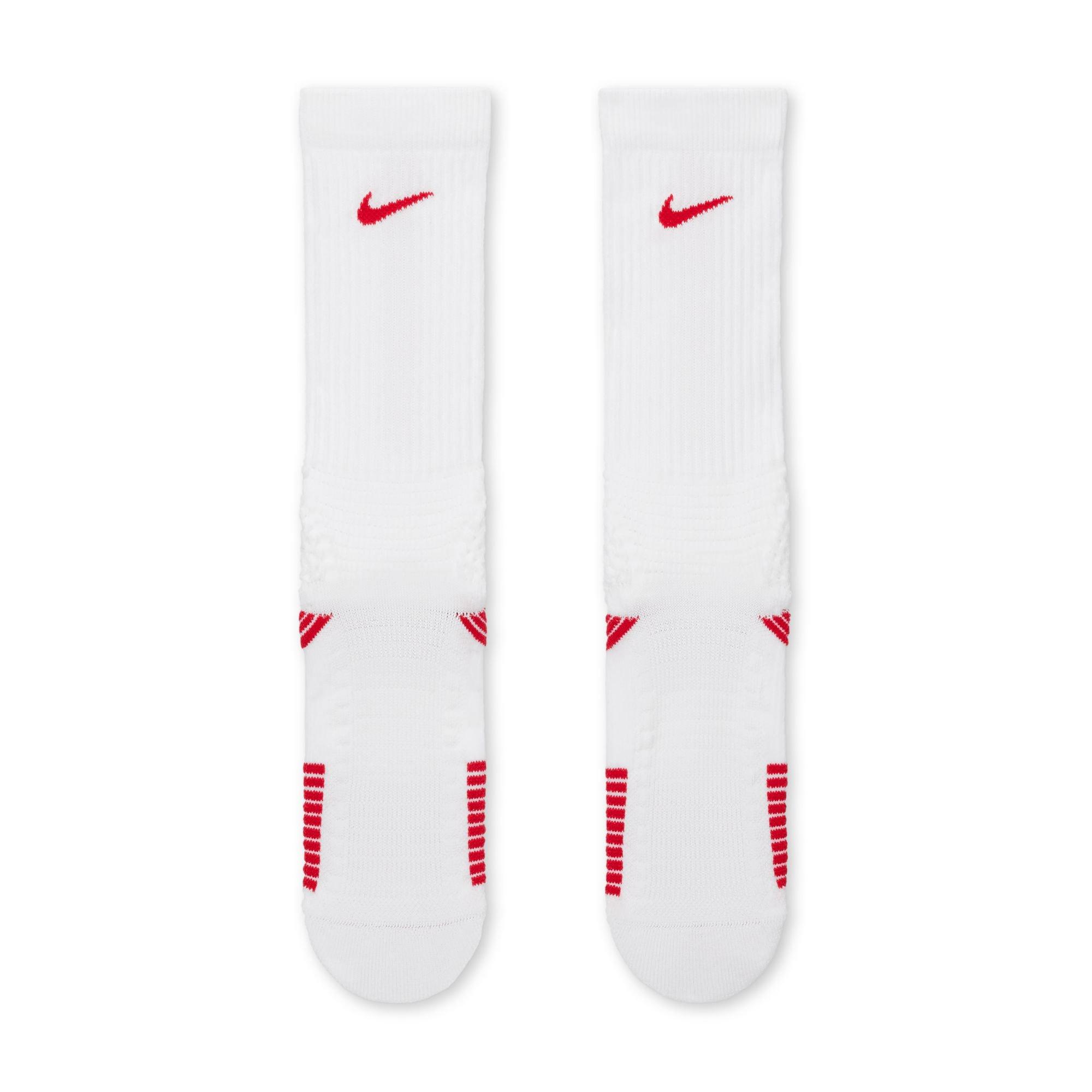 Nike Elite 2.0 White/Red Basketball Crew Socks