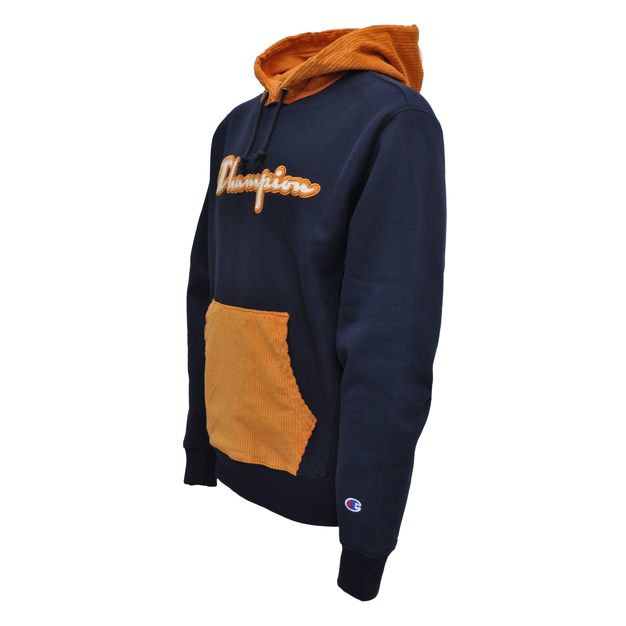 champion corduroy piecing pullover hoodie
