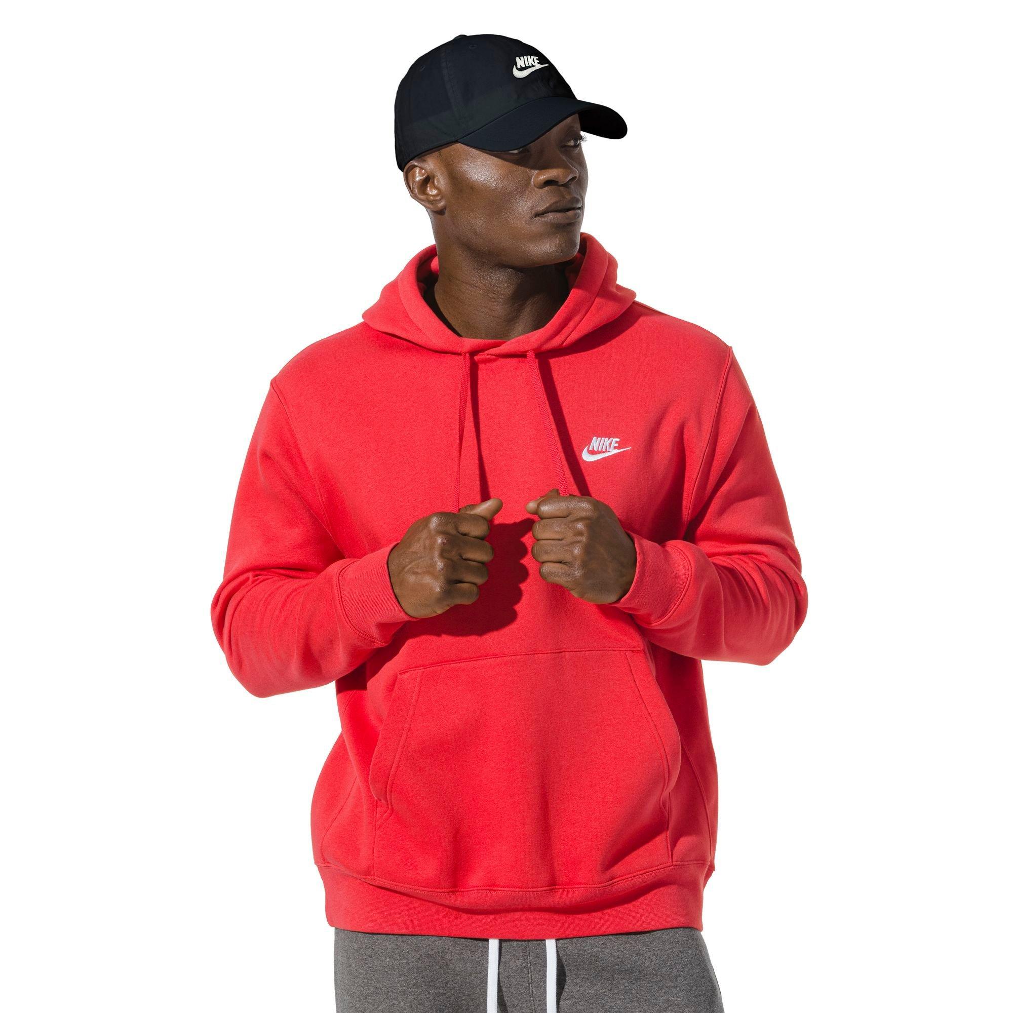 Nike Men's Sportswear Club Fleece Classic Pullover Hoodie - Red - RED Thumbnail View 1