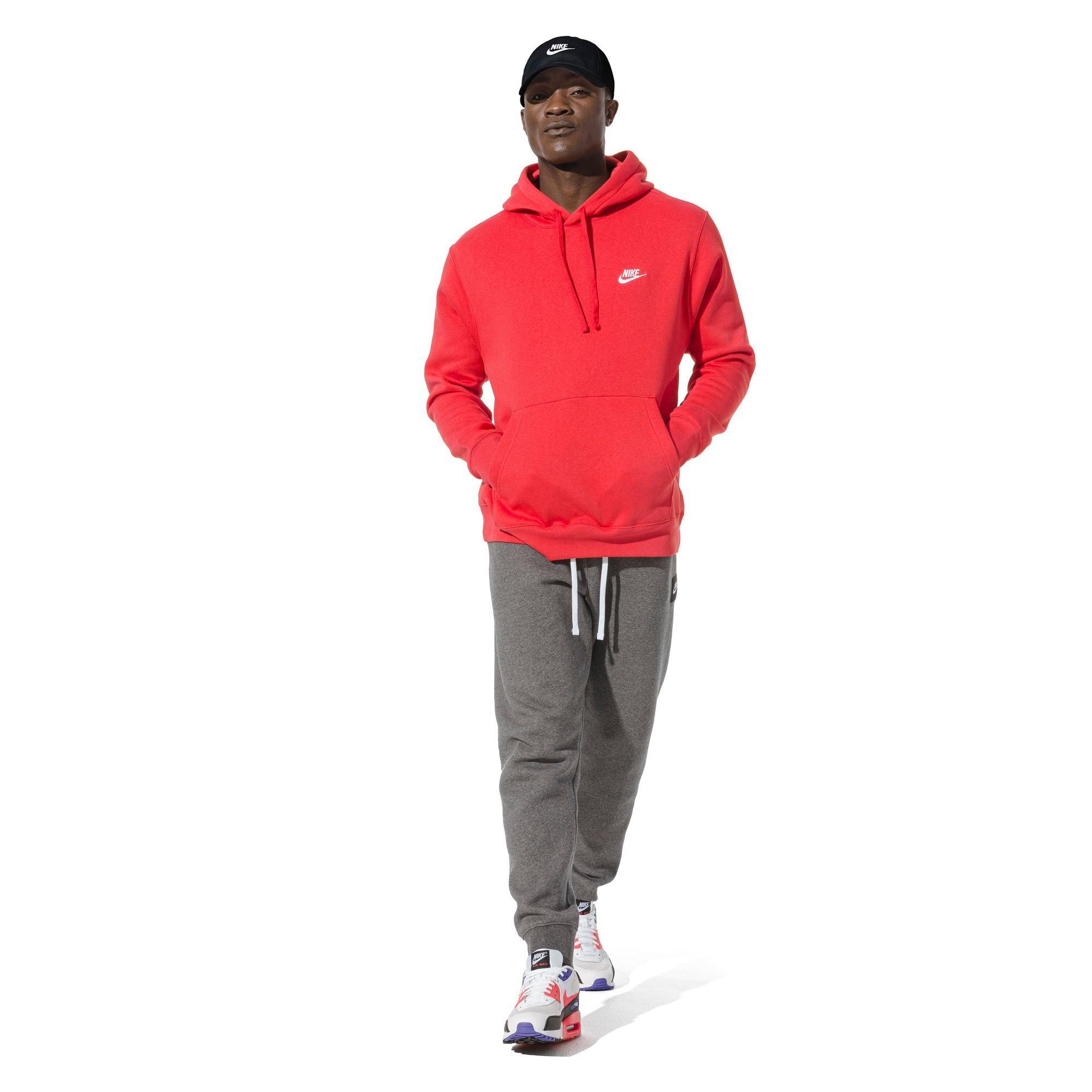 Nike Men's Sportswear Club Fleece Classic Pullover Hoodie - Red - RED Thumbnail View 4