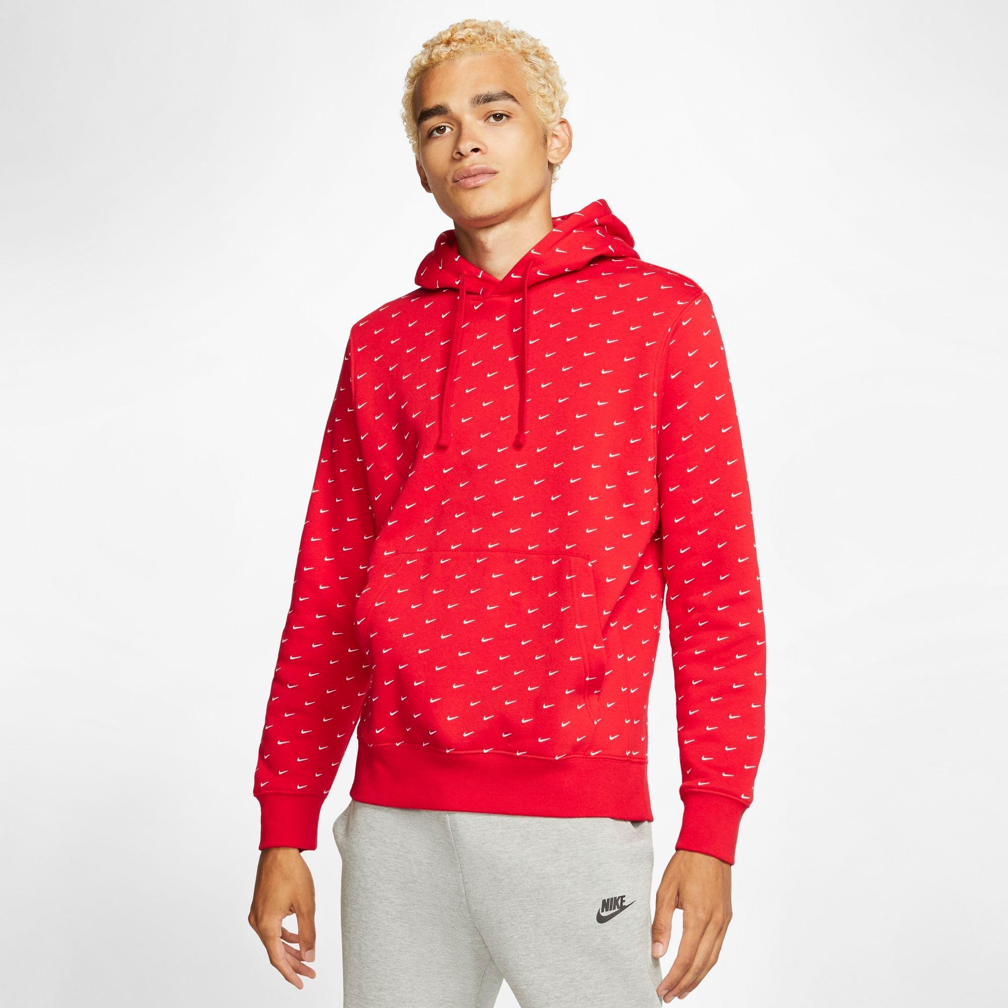 nike red logo hoodie