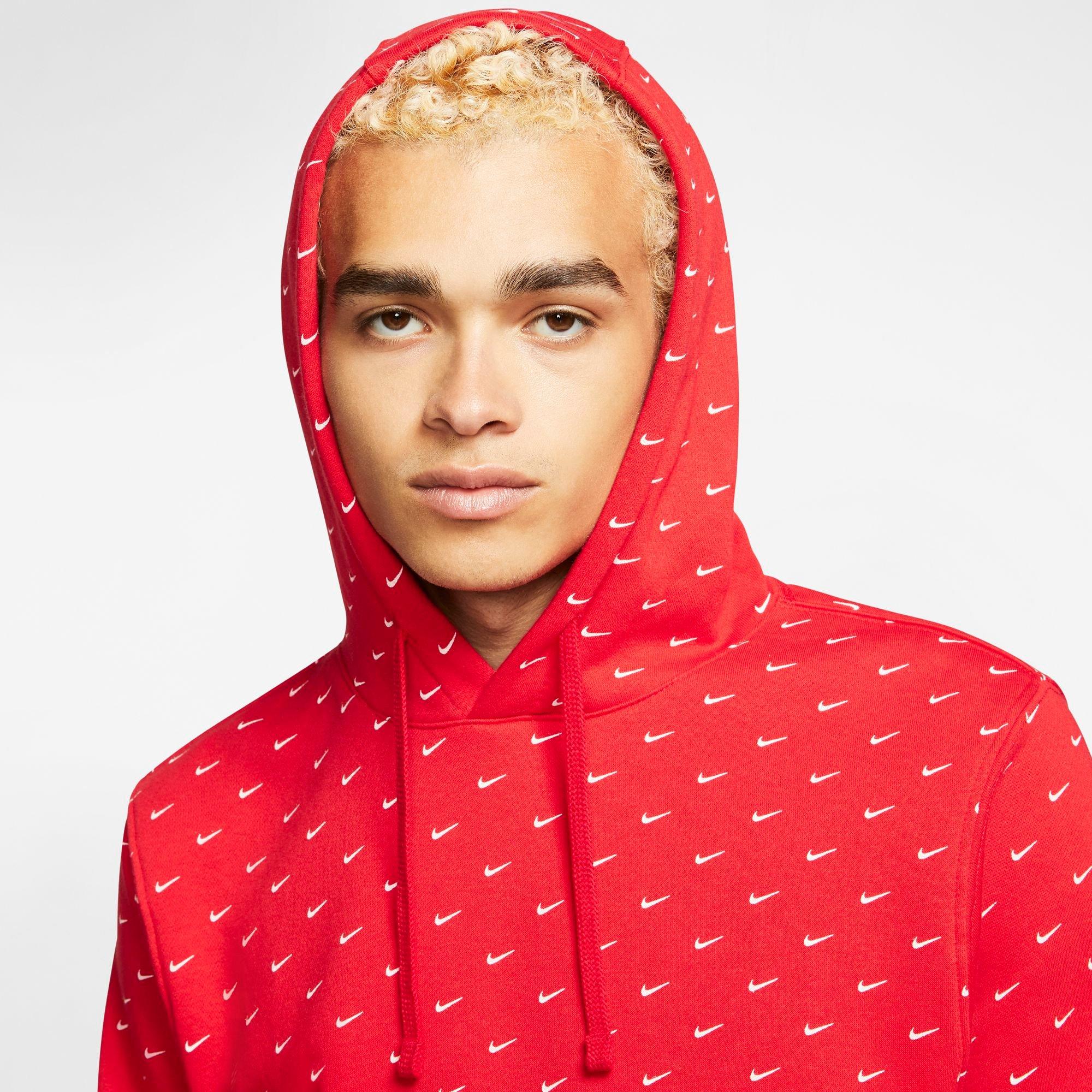 black nike sweatshirt with red swoosh
