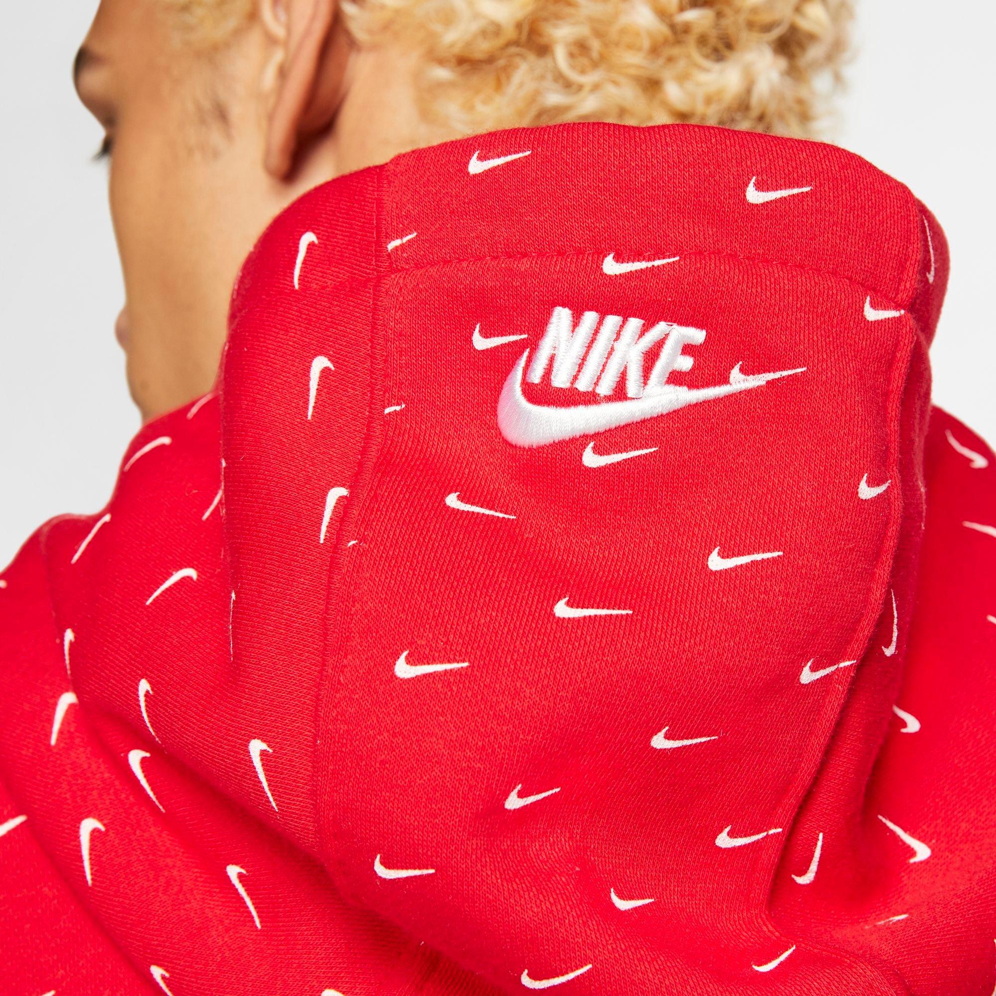 nike men's sportswear swoosh pullover hoodie red