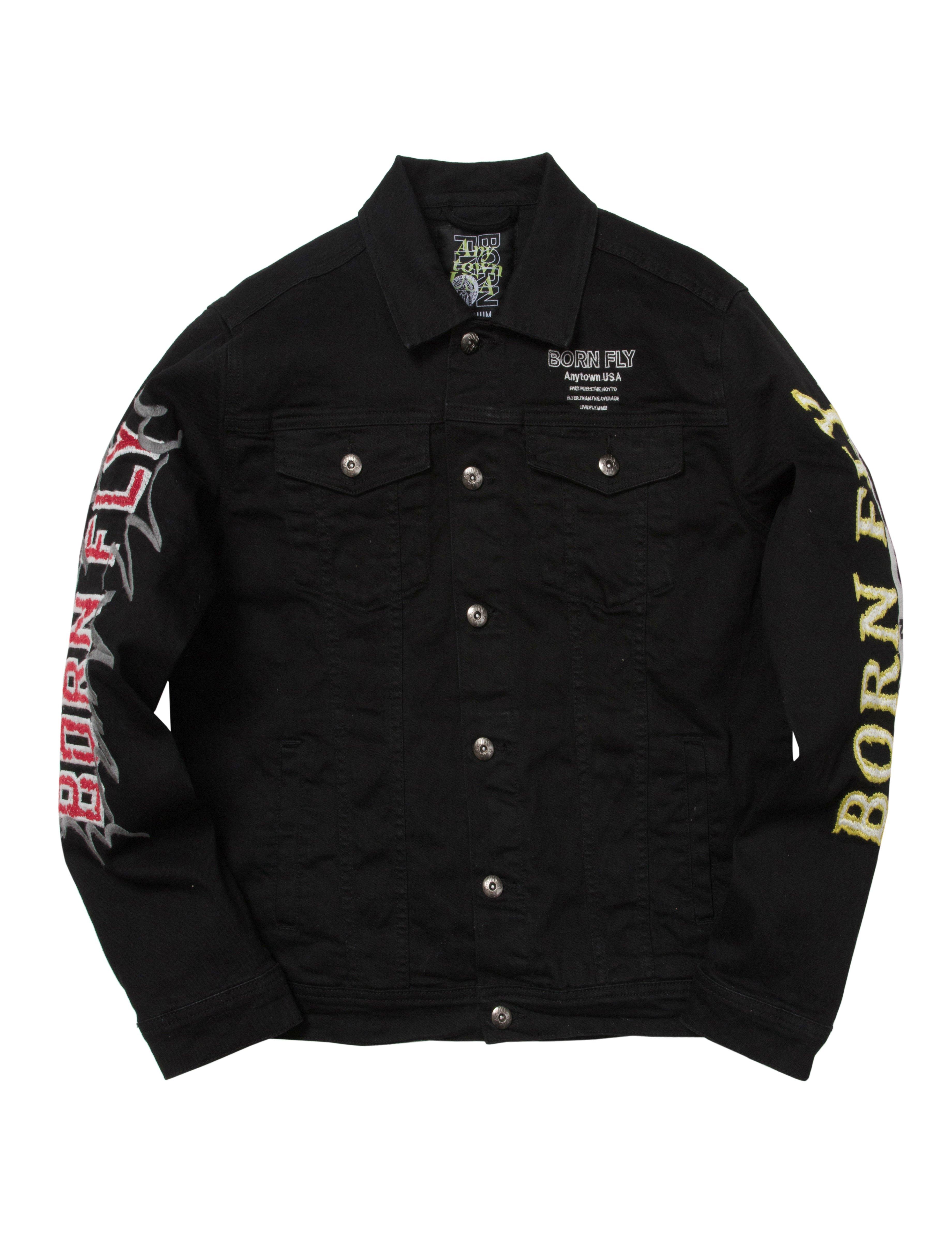 Born Fly Men's Monopoly Denim Jacket - BLACK Thumbnail View 1