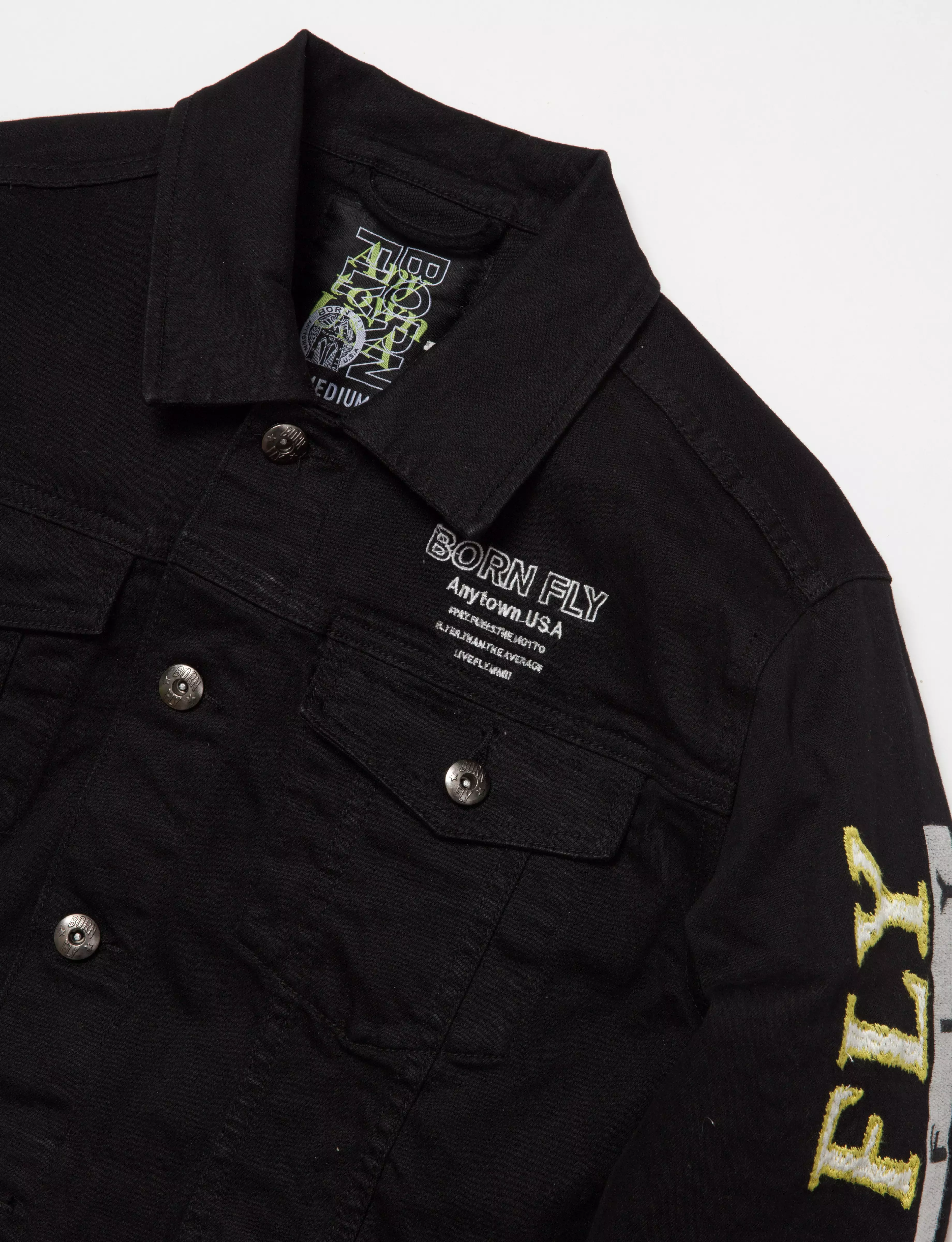 Born Fly Men's Monopoly Denim Jacket - BLACK