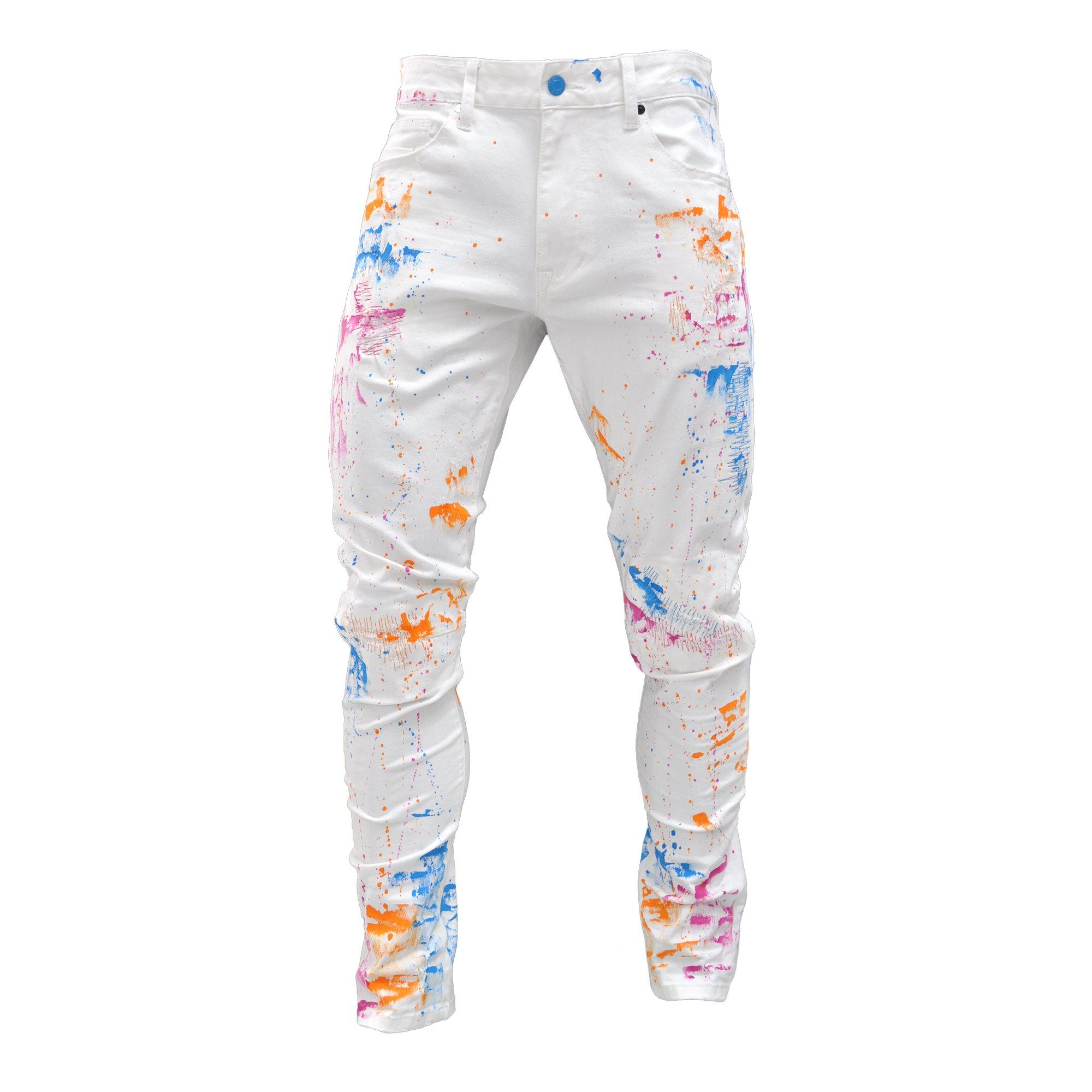smoke rise men's splatter white jeans