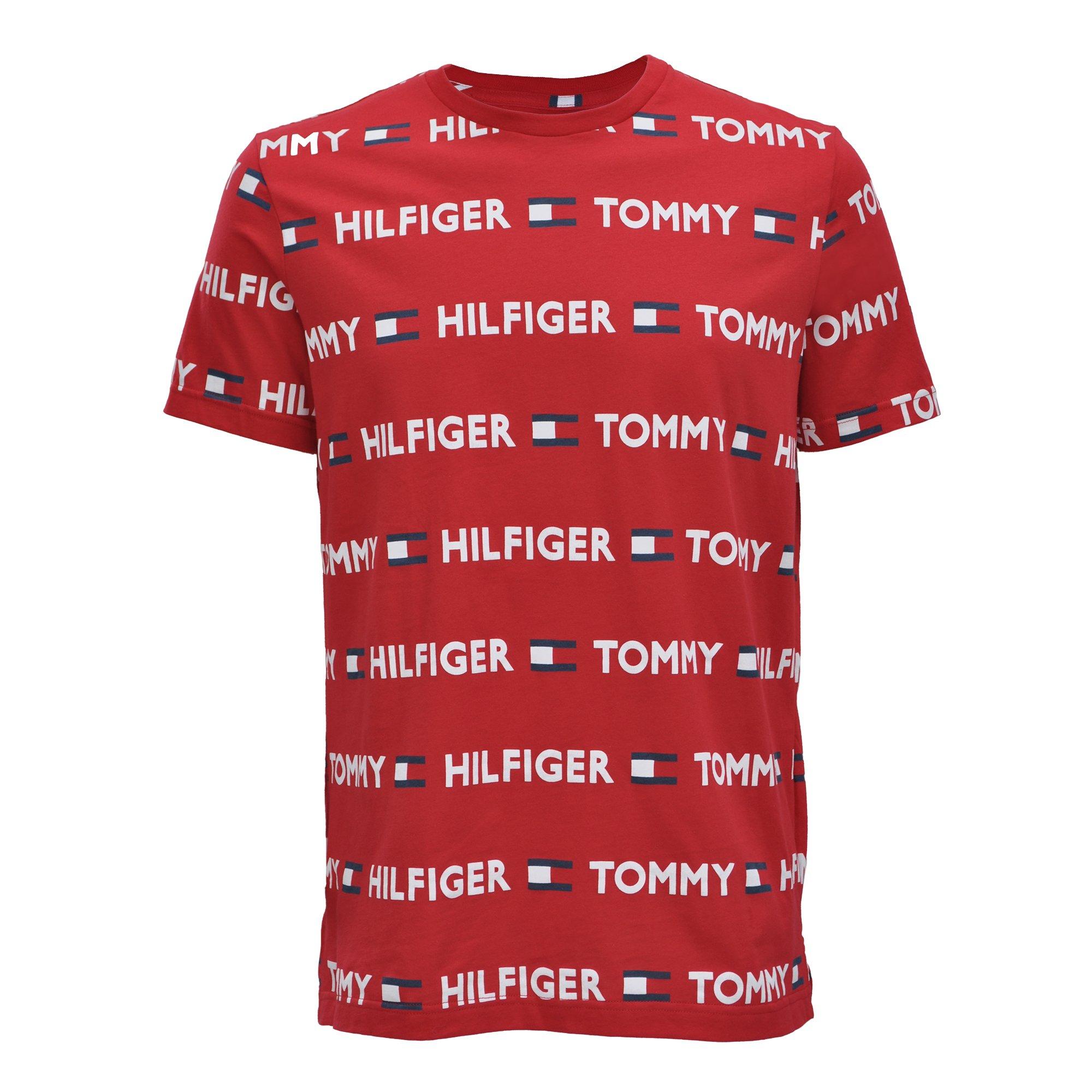 Admin udluftning Indtil Tommy Hilfiger Men's All-Over-Print Logo "Red" Tee