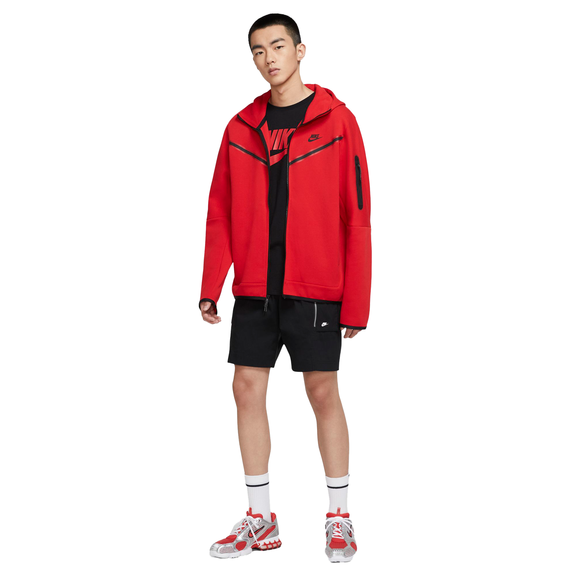 Nike Tech Fleece Grey Shorts - Puffer Reds