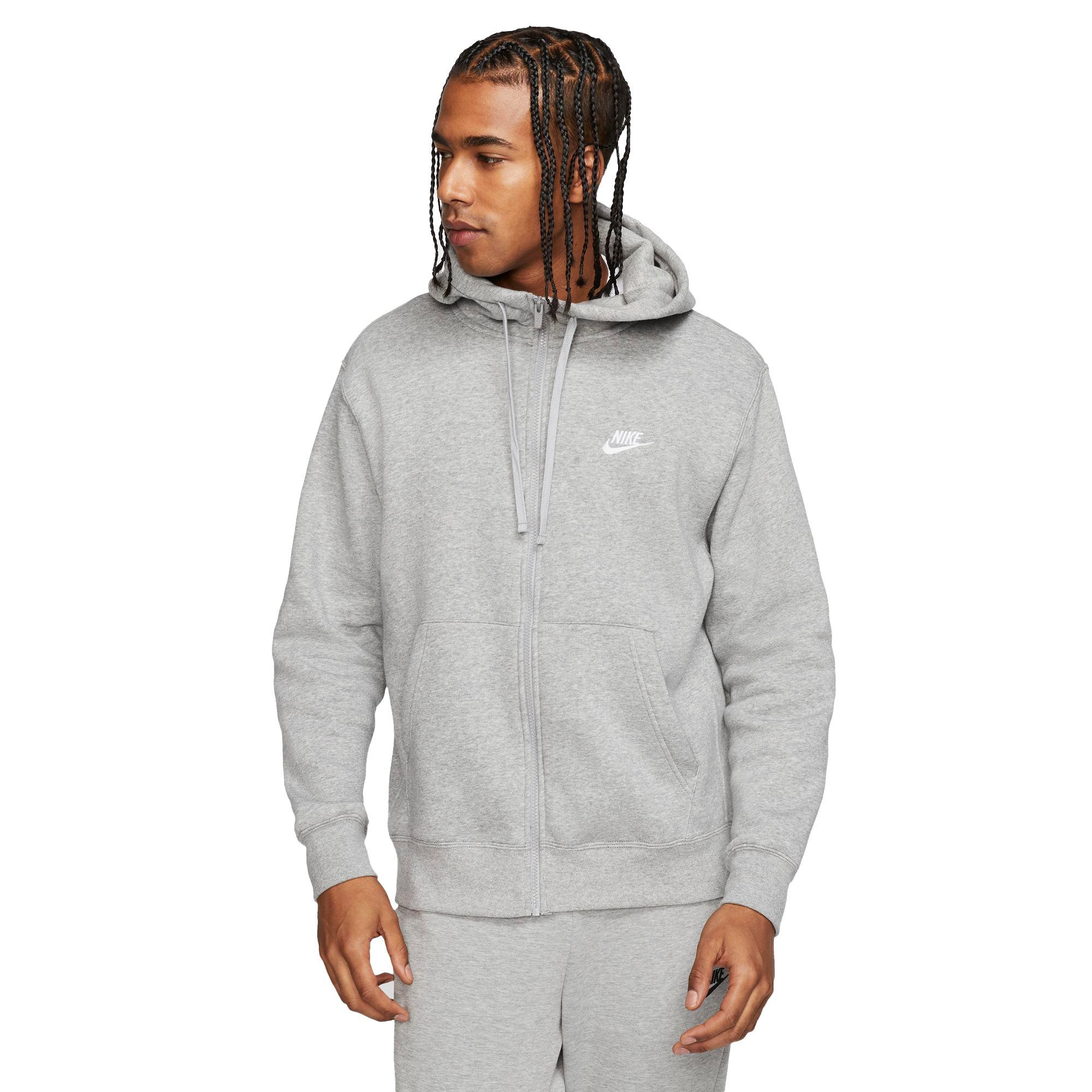 Nike Men's Sportwear Club Full Zip "Grey" Hoodie - GREY Thumbnail View 1