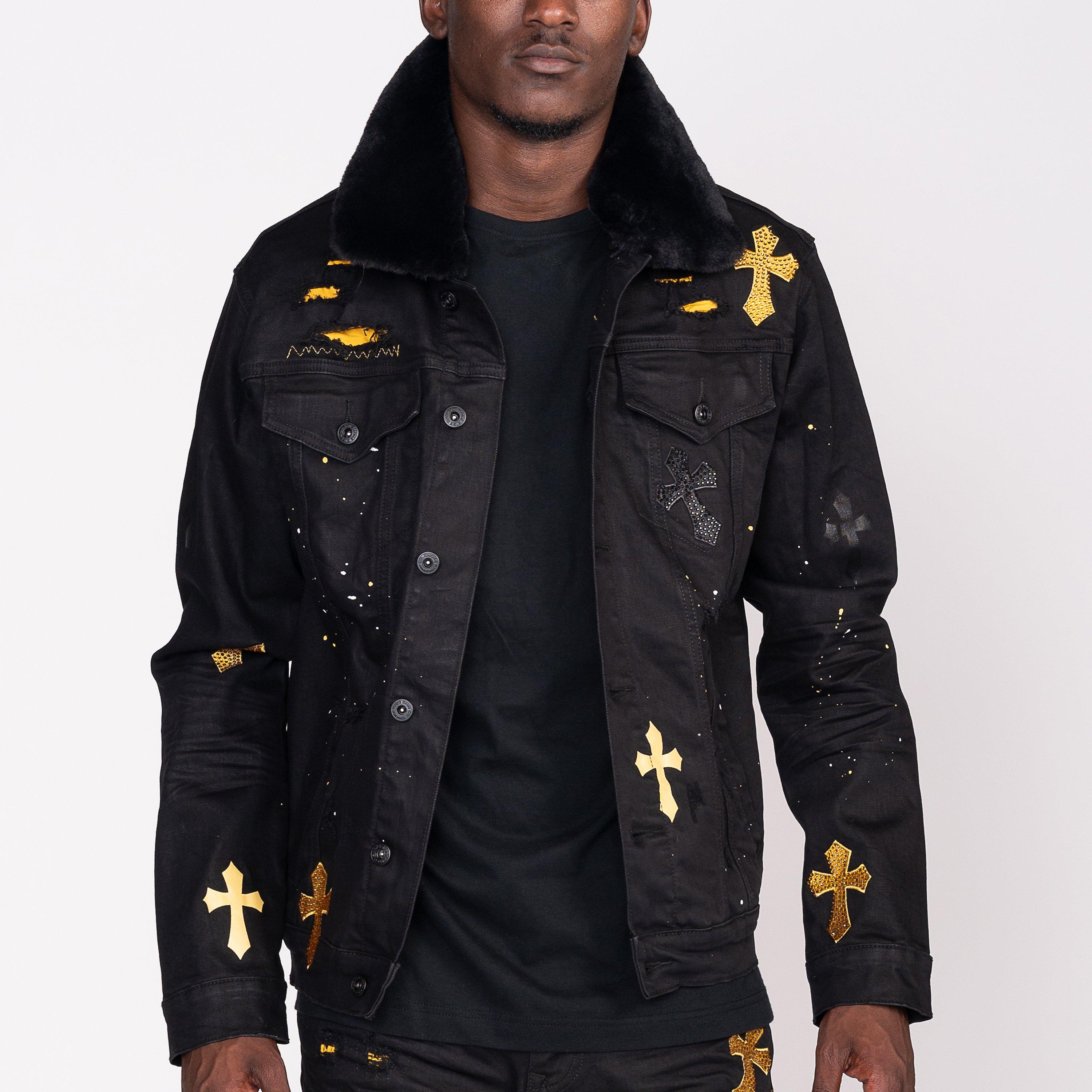 smoke rise black denim jacket