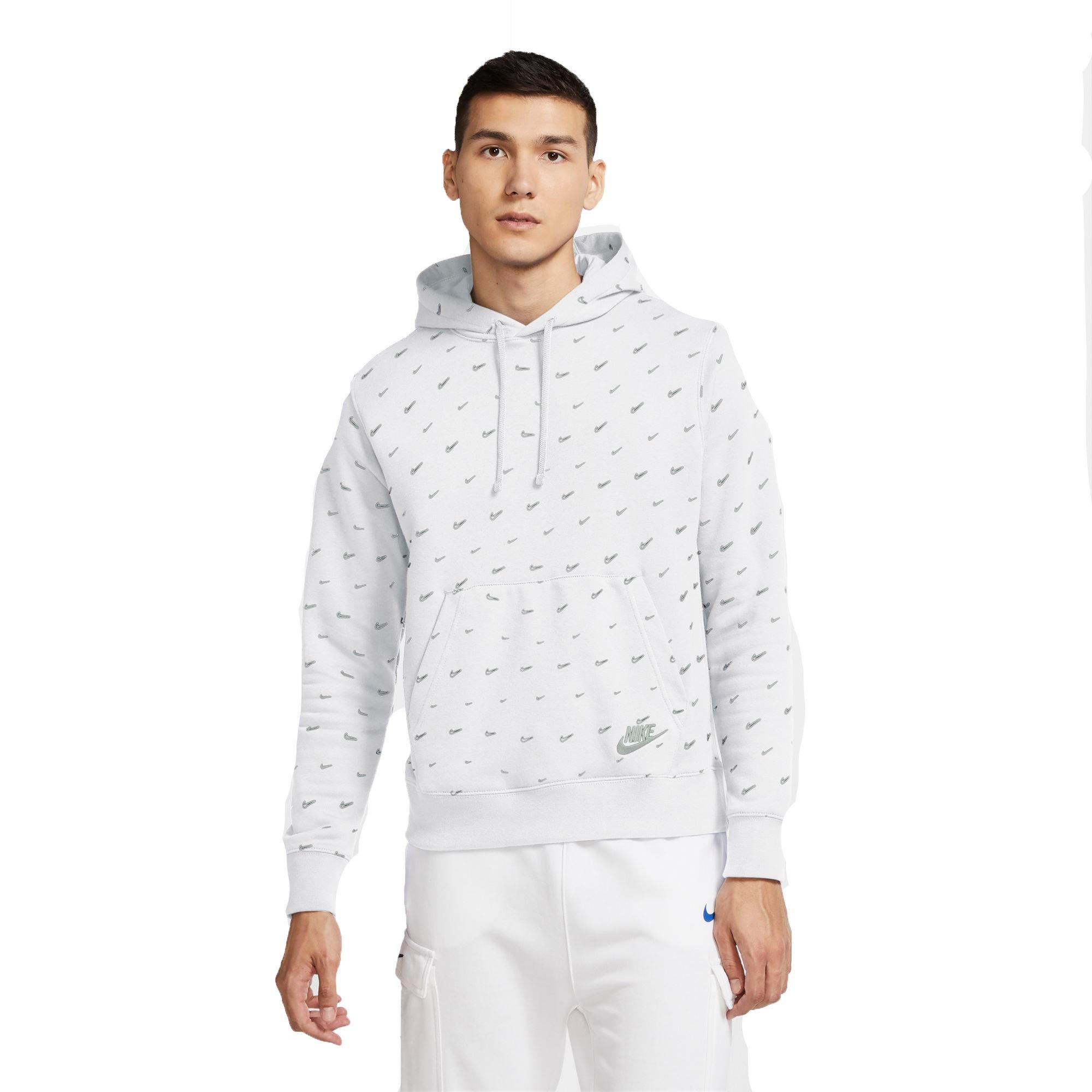 nike men's sportswear club fleece swoosh allover print pullover hoodie