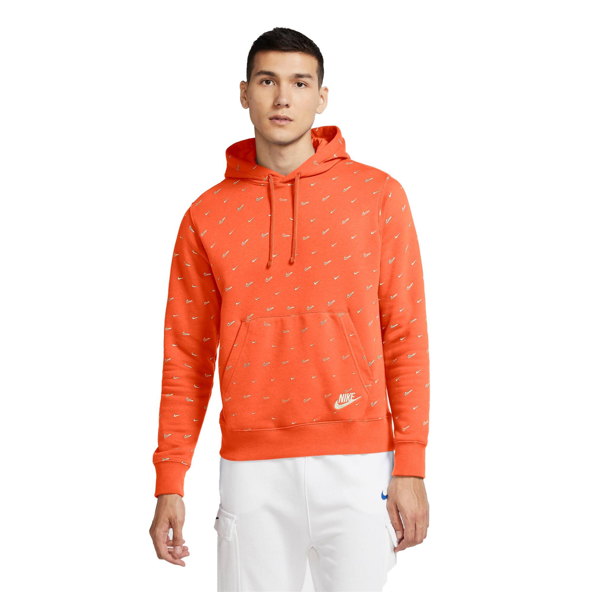 nike club fleece hoodie orange