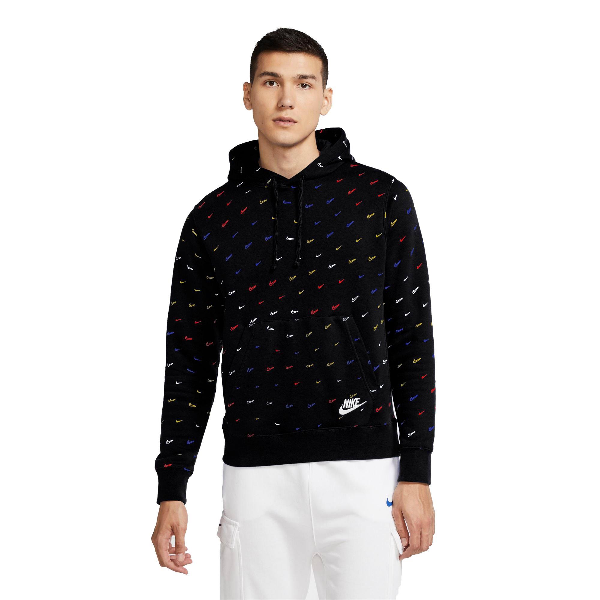 nike men's sportswear club fleece swoosh allover print pullover hoodie