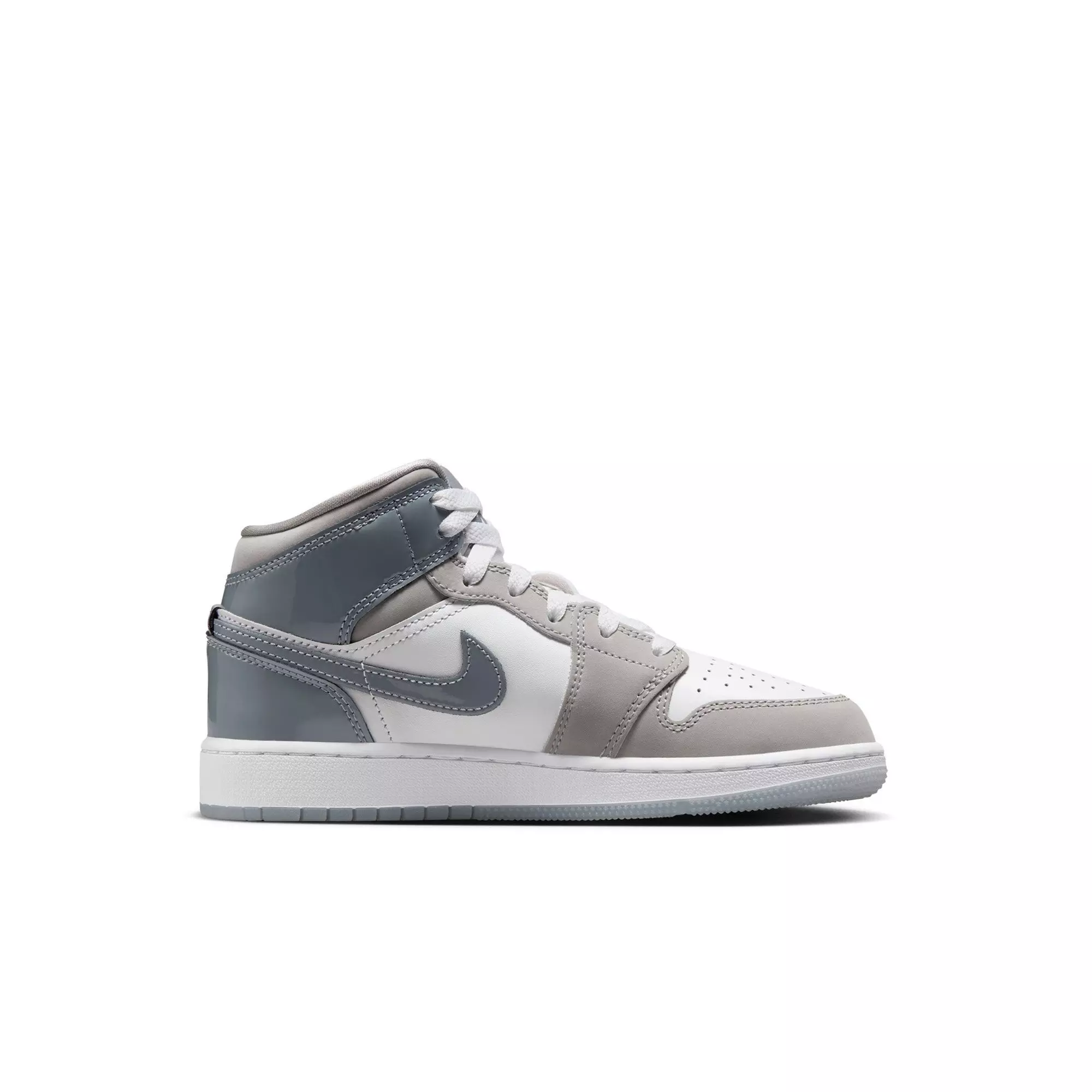 Jordan 1 Mid SE "White/Cool Grey/Medium Grey" Preschool Boys' Shoe - GREY/WHITE