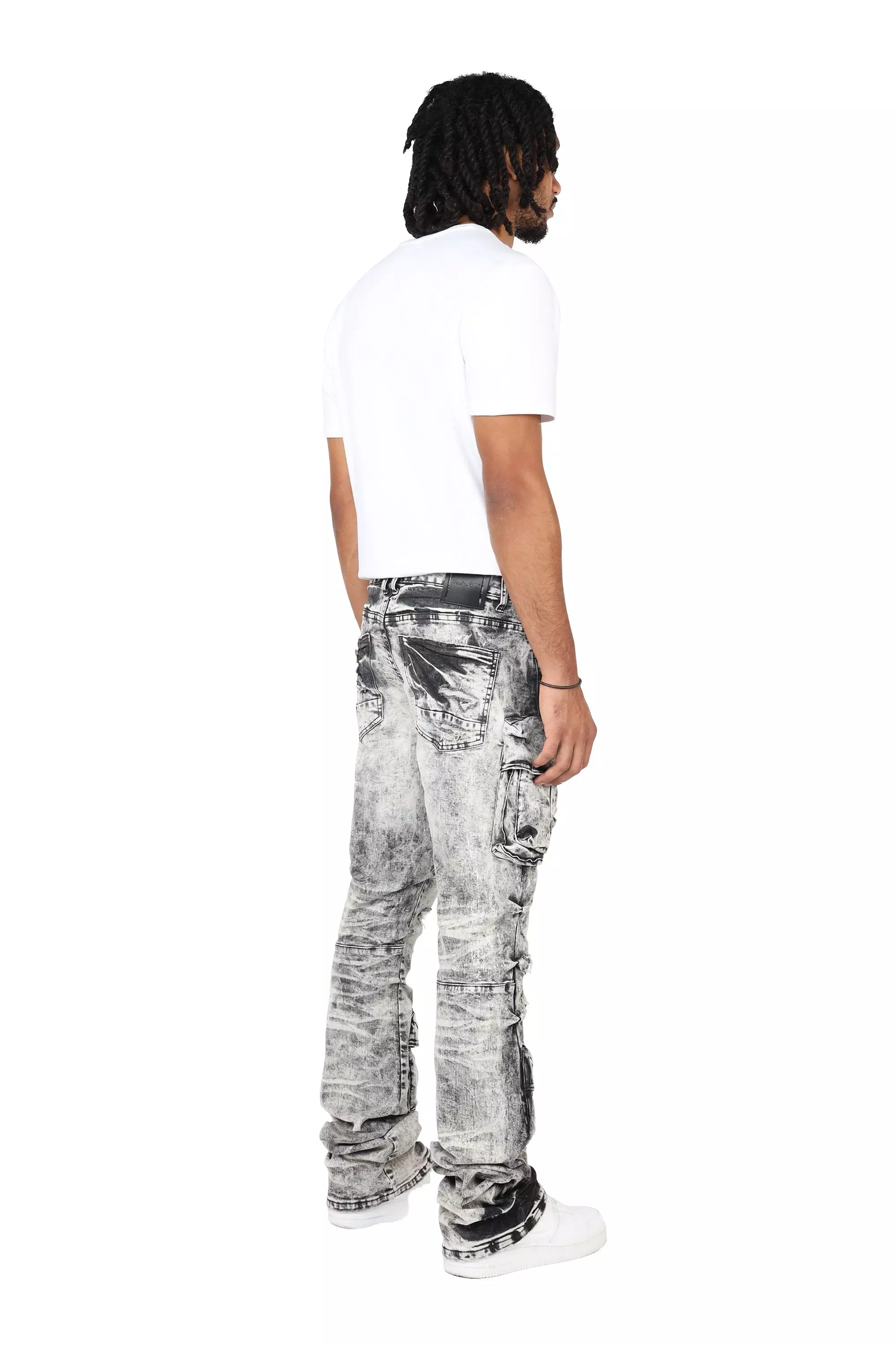 Smoke Rise Men's STK Flower Cargo Pants - Aurora Black - BLACK