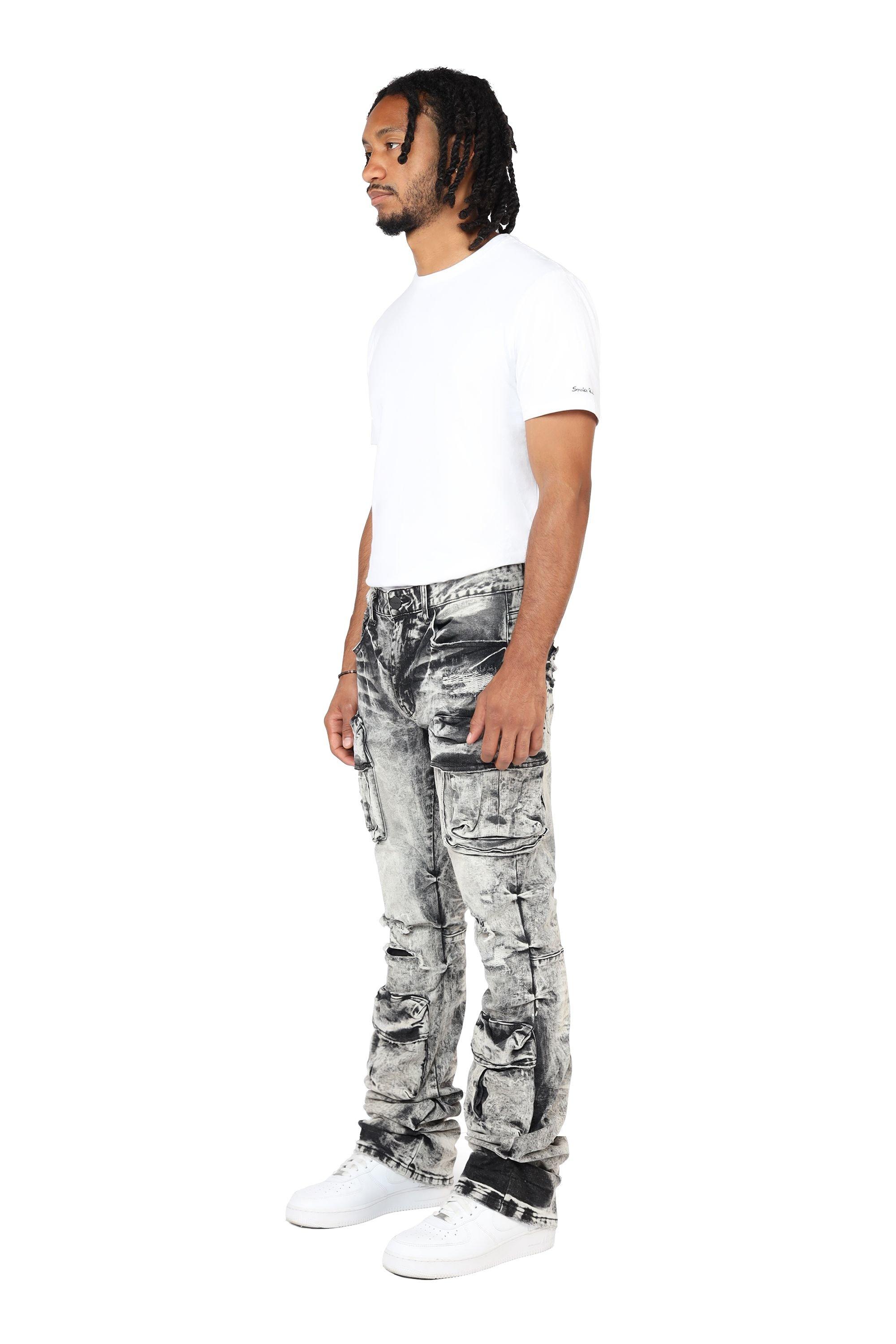 Smoke Rise Men's STK Flower Cargo Pants - Aurora Black - BLACK Thumbnail View 3