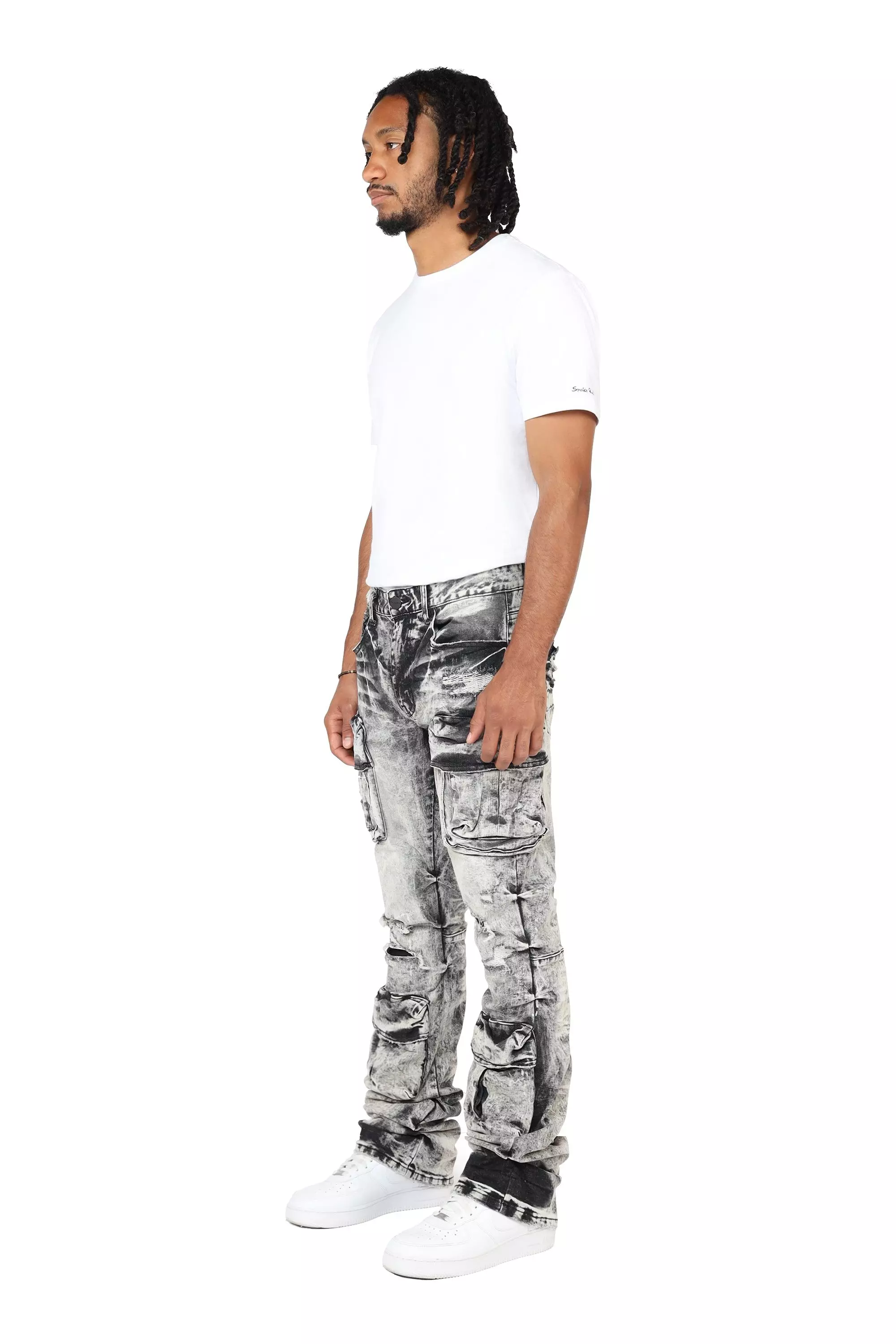 Smoke Rise Men's STK Flower Cargo Pants - Aurora Black - BLACK