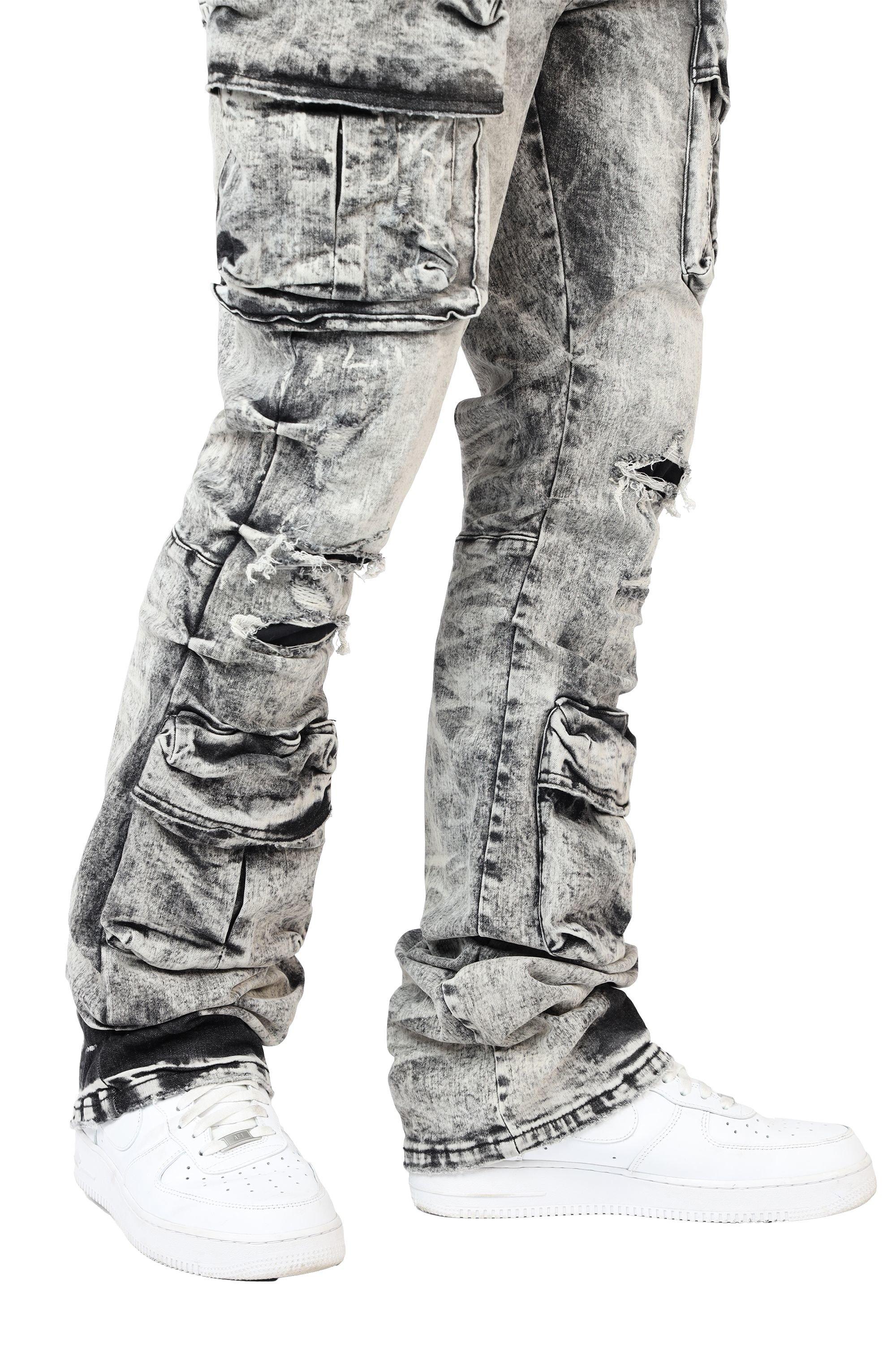 Smoke Rise Men's STK Flower Cargo Pants - Aurora Black - BLACK Thumbnail View 4