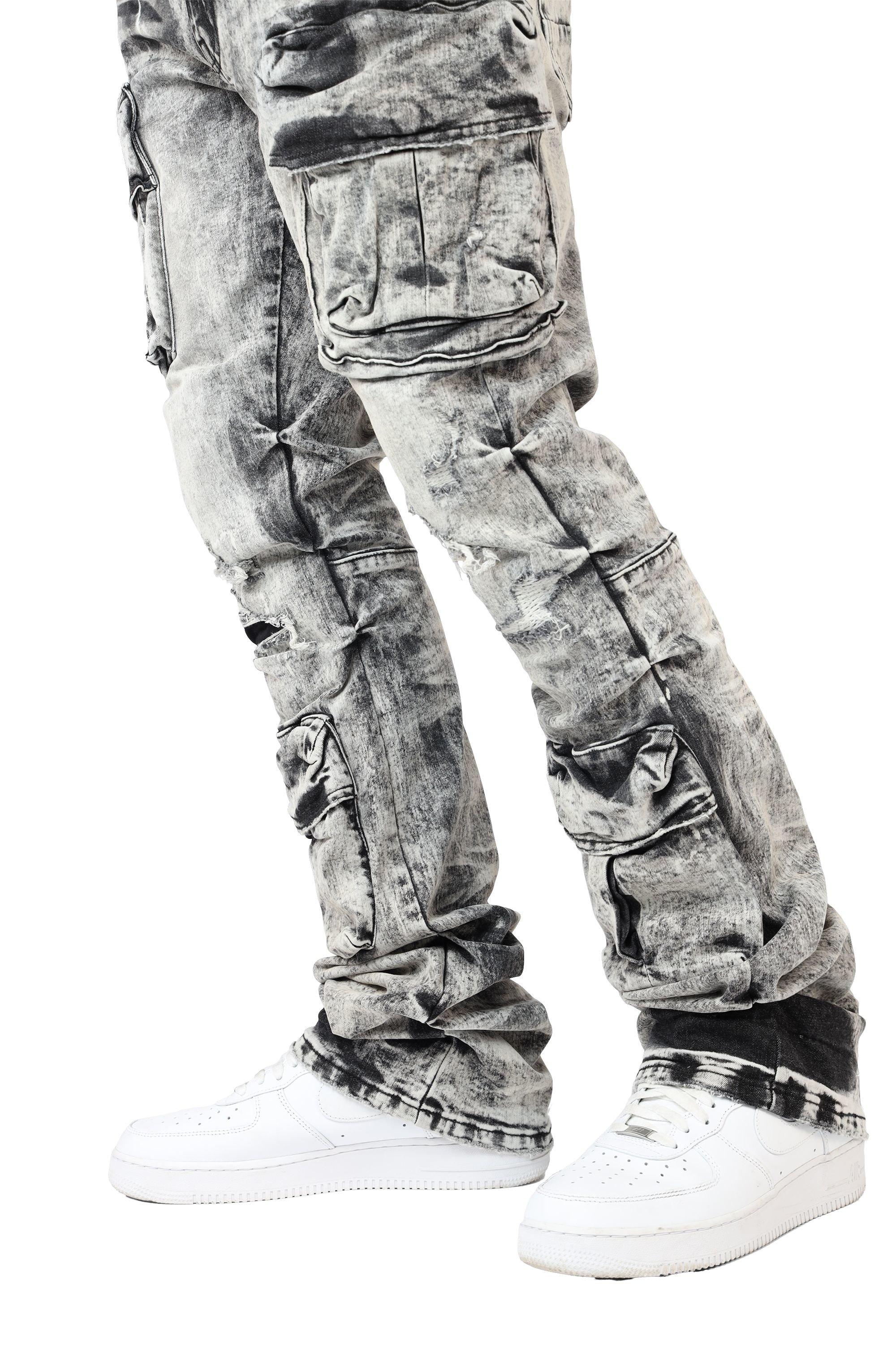 Smoke Rise Men's STK Flower Cargo Pants - Aurora Black - BLACK Thumbnail View 5