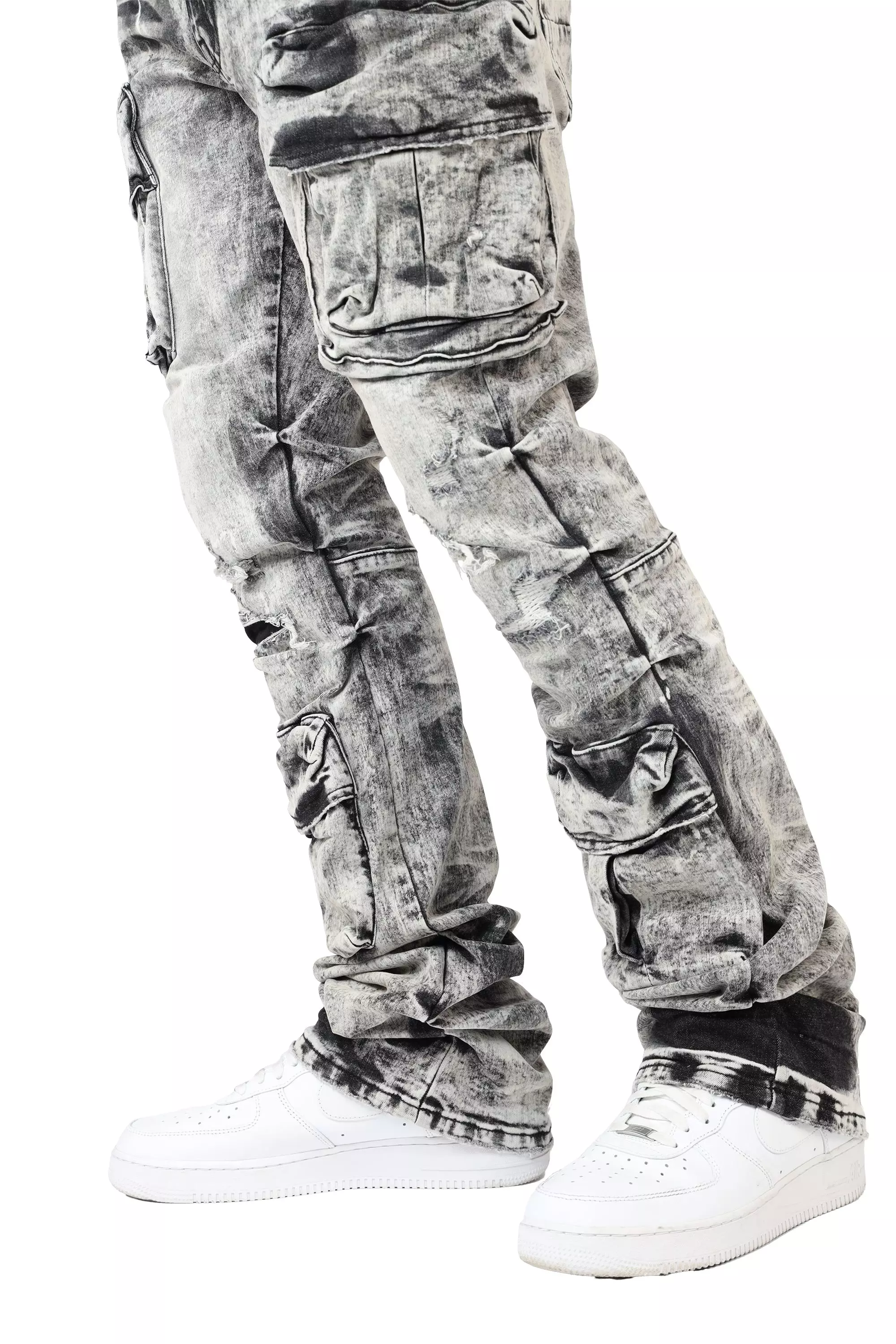 Smoke Rise Men's STK Flower Cargo Pants - Aurora Black - BLACK