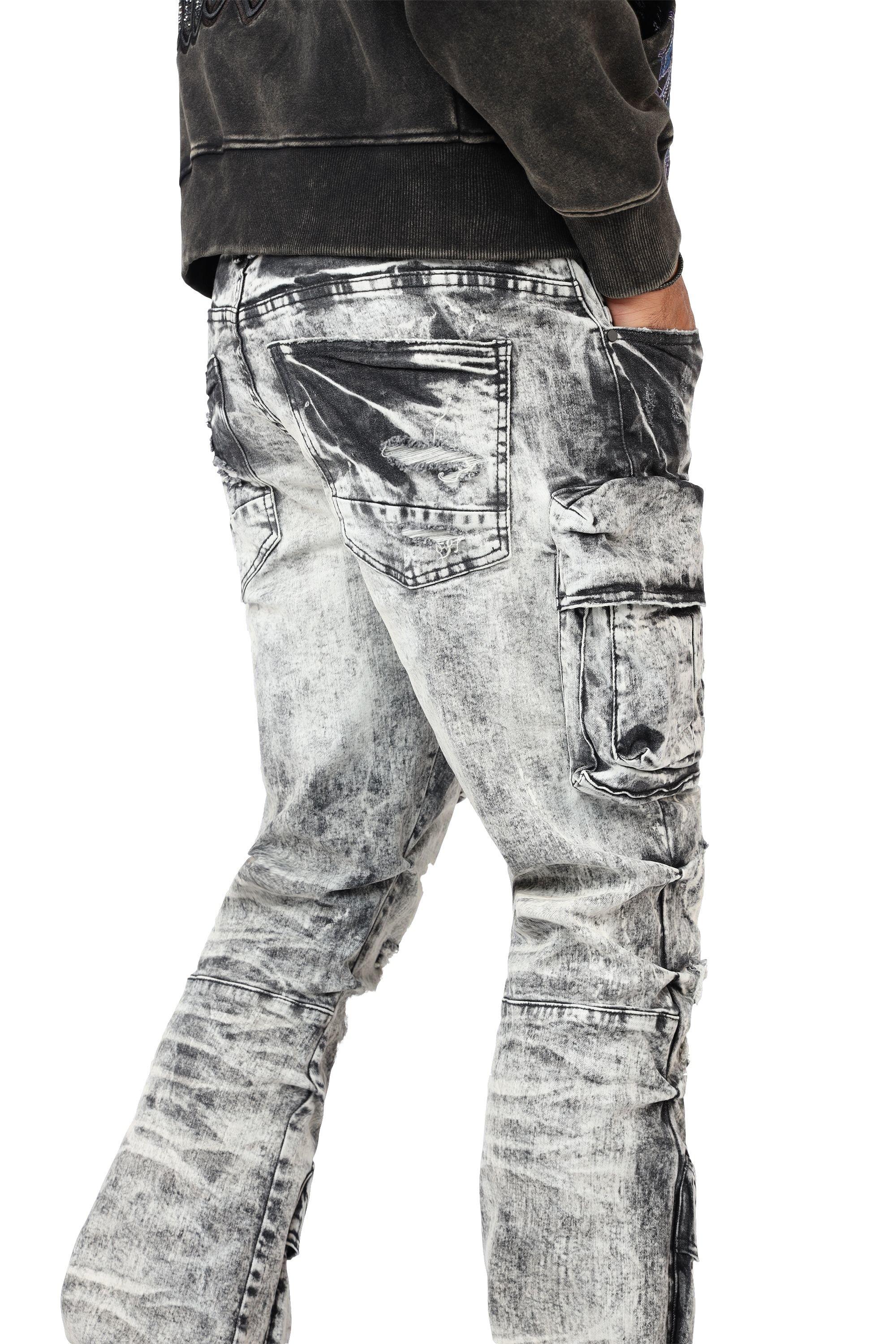 Smoke Rise Men's STK Flower Cargo Pants - Aurora Black - BLACK Thumbnail View 7