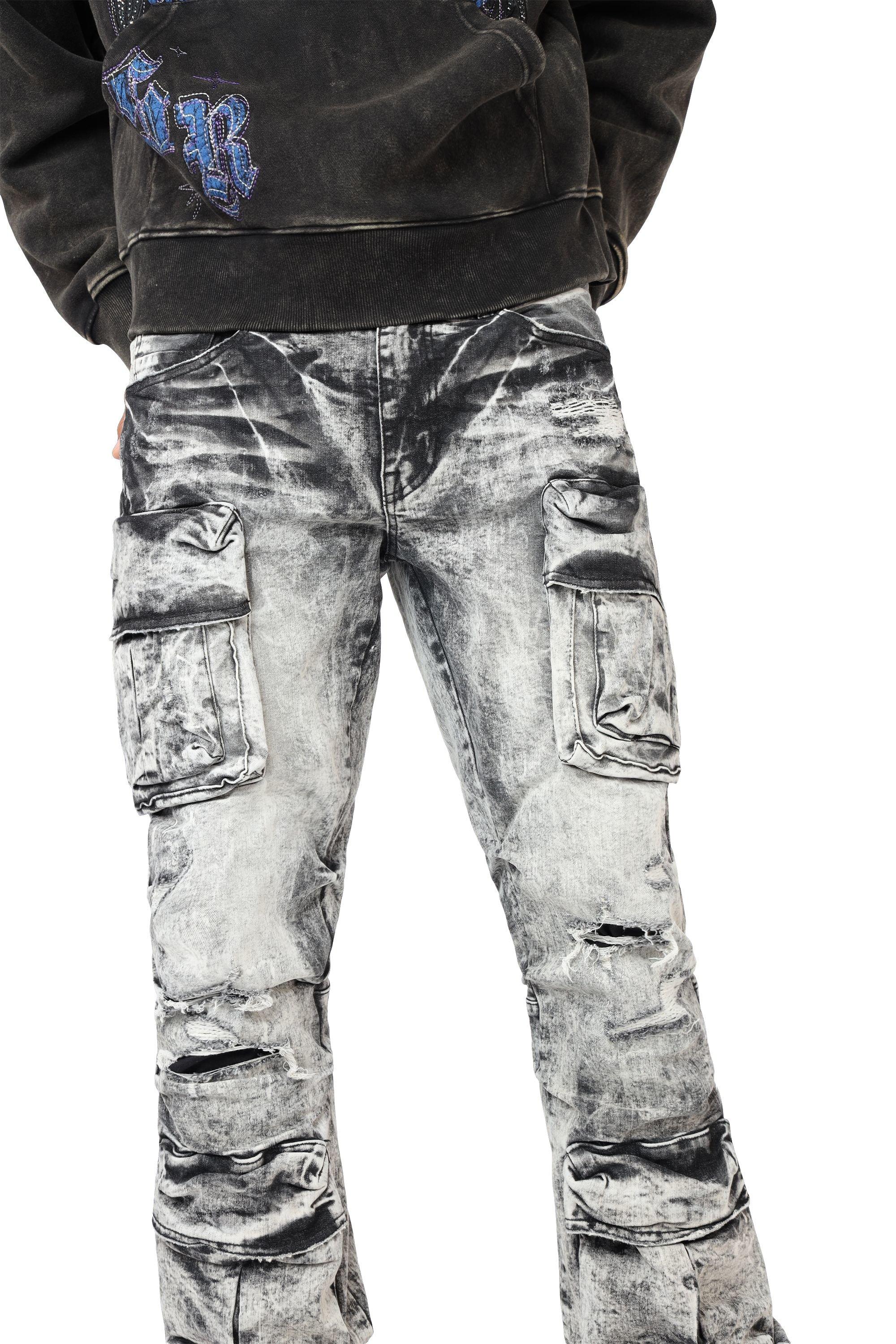 Smoke Rise Men's STK Flower Cargo Pants - Aurora Black - BLACK Thumbnail View 8