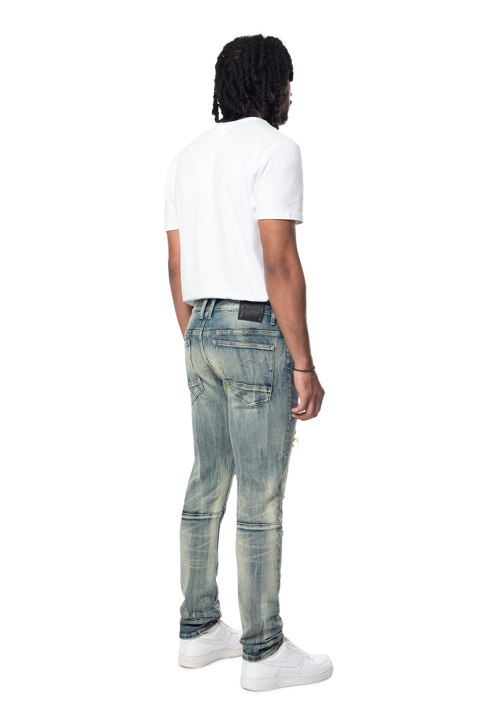 Smoke Rise Men's Slim Taper Vintage Denim Jeans - Topaz Blue - BLUE Thumbnail View 2