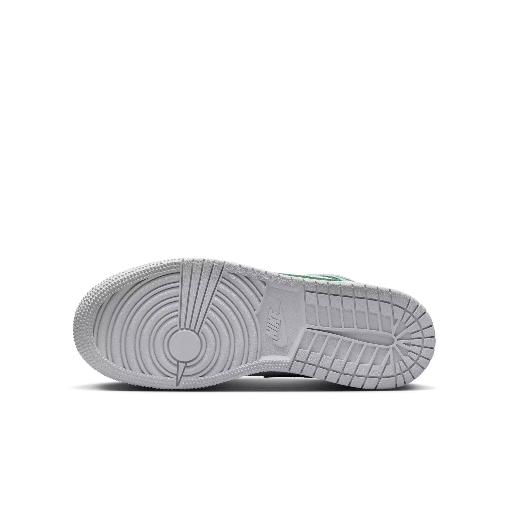 Jordan 1 Mid "Summit White/Pine Green/Pure Platinum" Grade School Boys' Shoe - GREY/WHITE/GREEN ABYSS