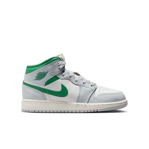 Jordan 1 Mid "Summit White/Pine Green/Pure Platinum" Grade School Boys' Shoe