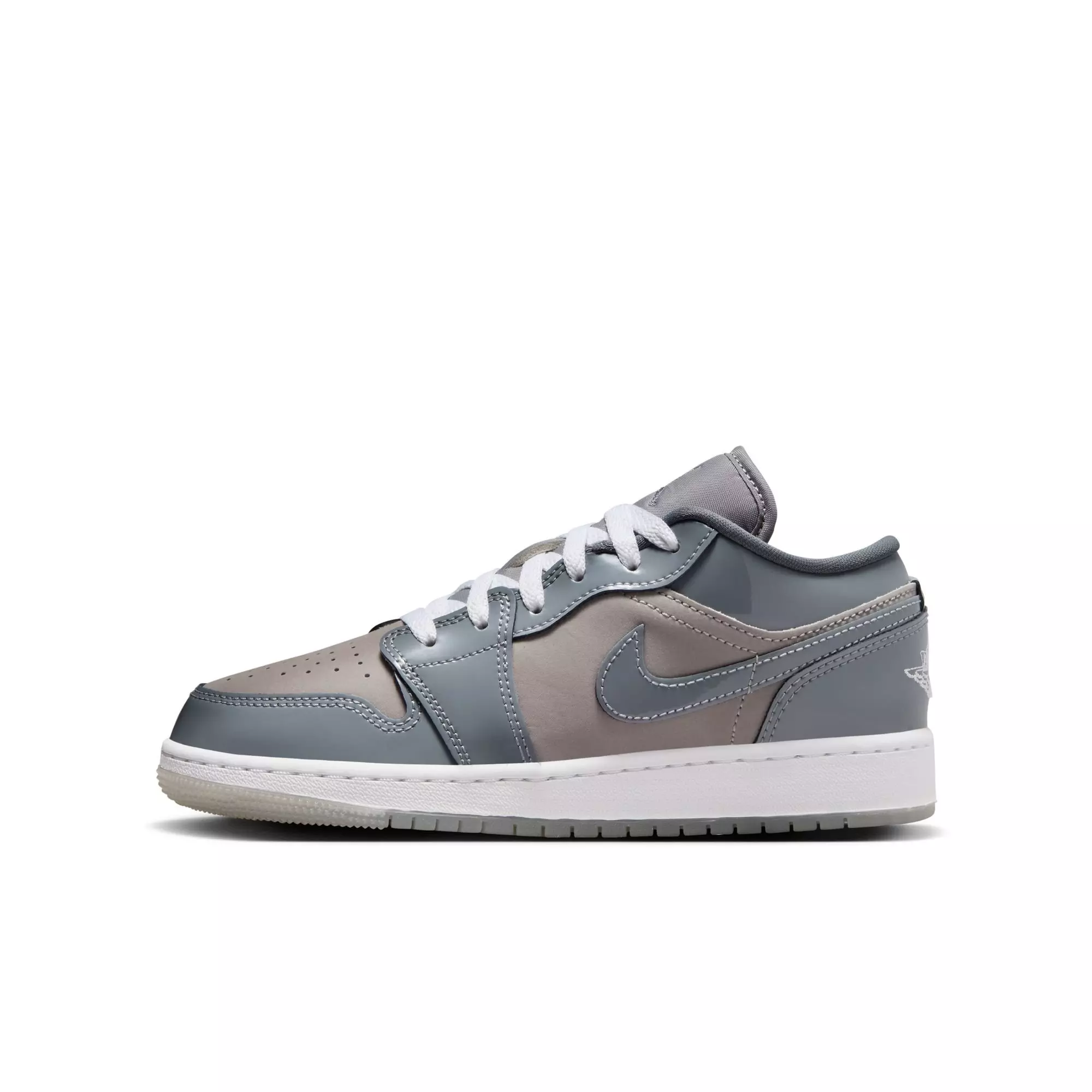 Jordan 1 Low SE "Medium Grey/Cool Grey/White" Grade School Boys' Shoe - GREY/WHITE