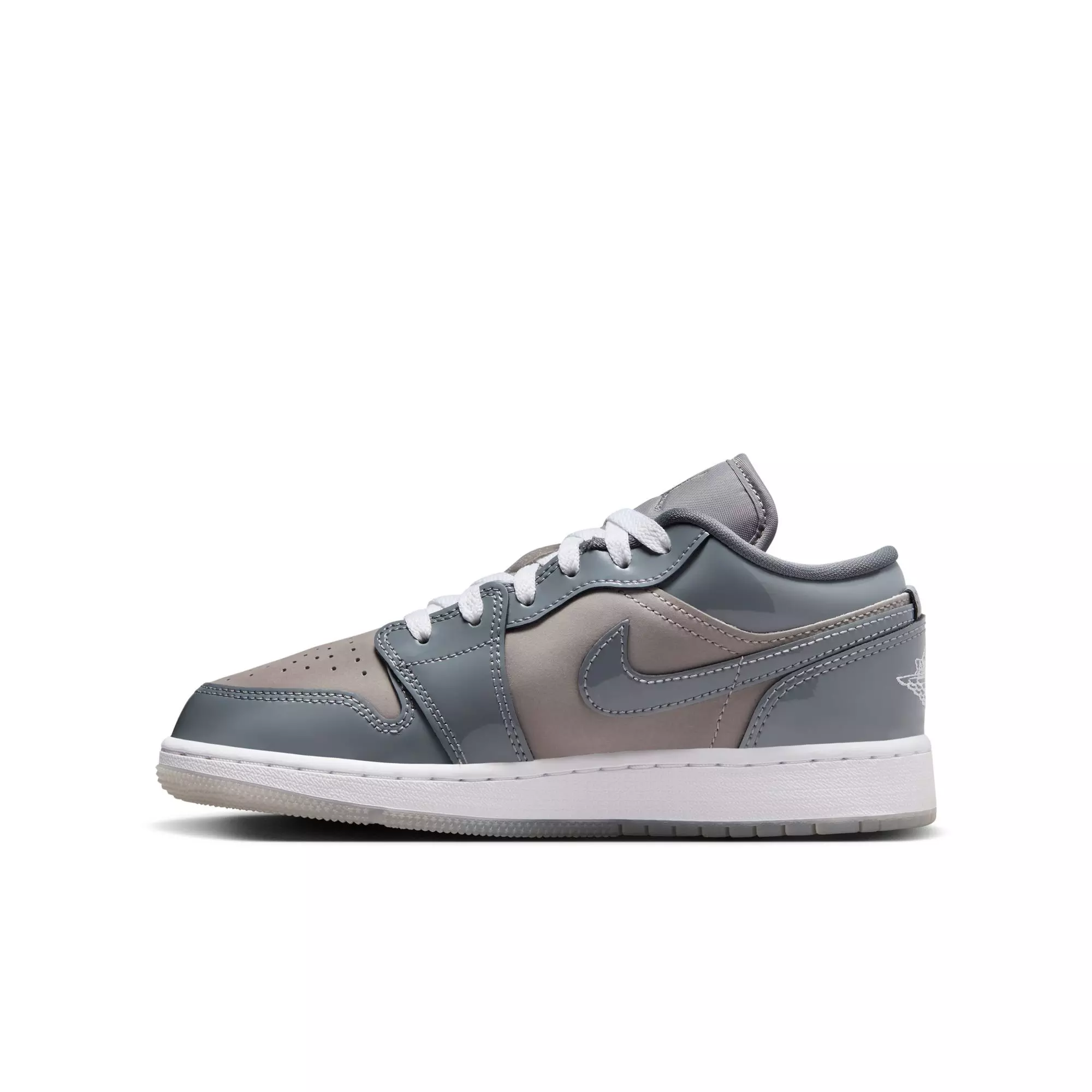 Jordan 1 Low SE "Medium Grey/Cool Grey/White" Grade School Boys' Shoe - GREY/WHITE