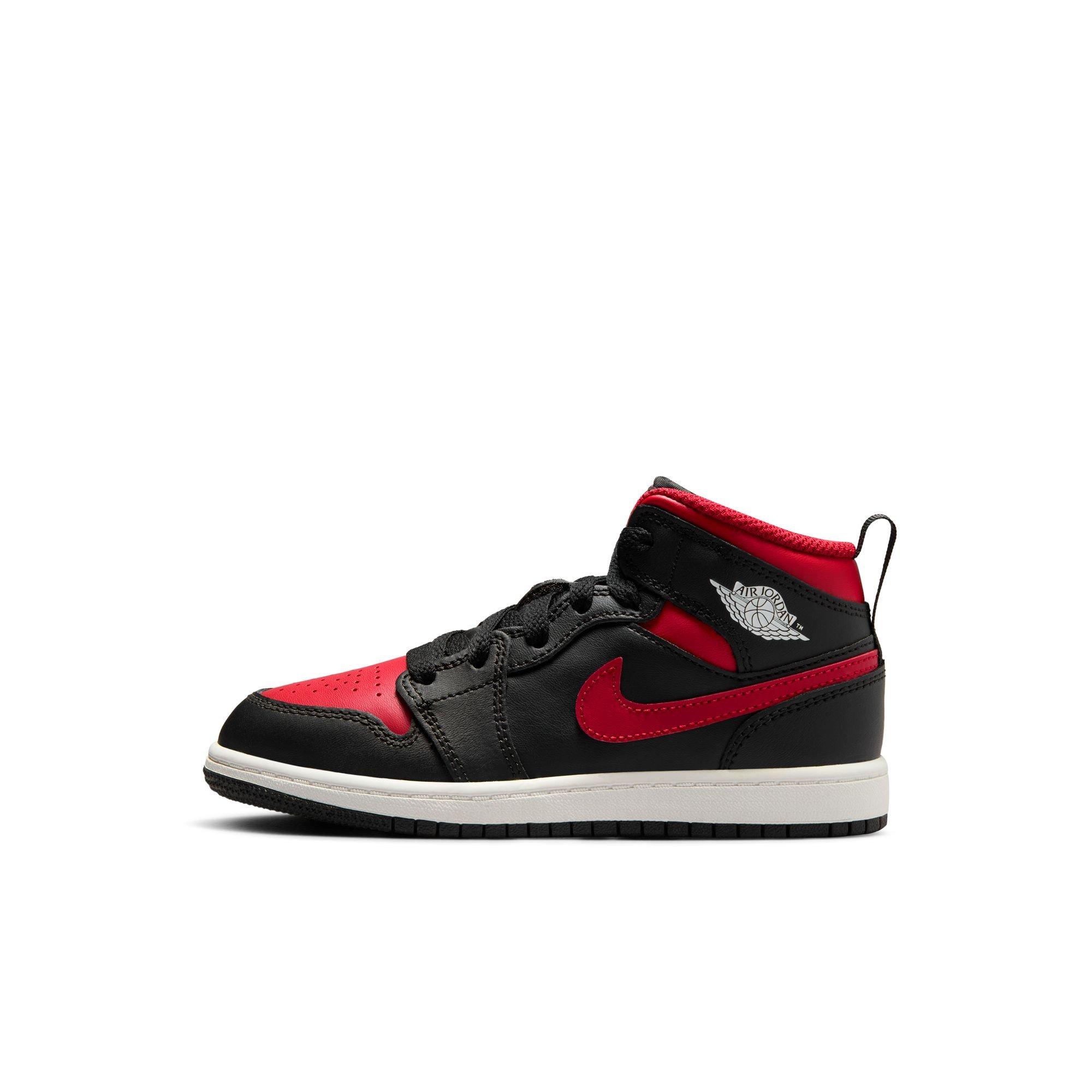 Jordan 1 Mid Preschool Boys'&nbsp;"Black/Varsity Red/Summit White"&nbsp;Shoe