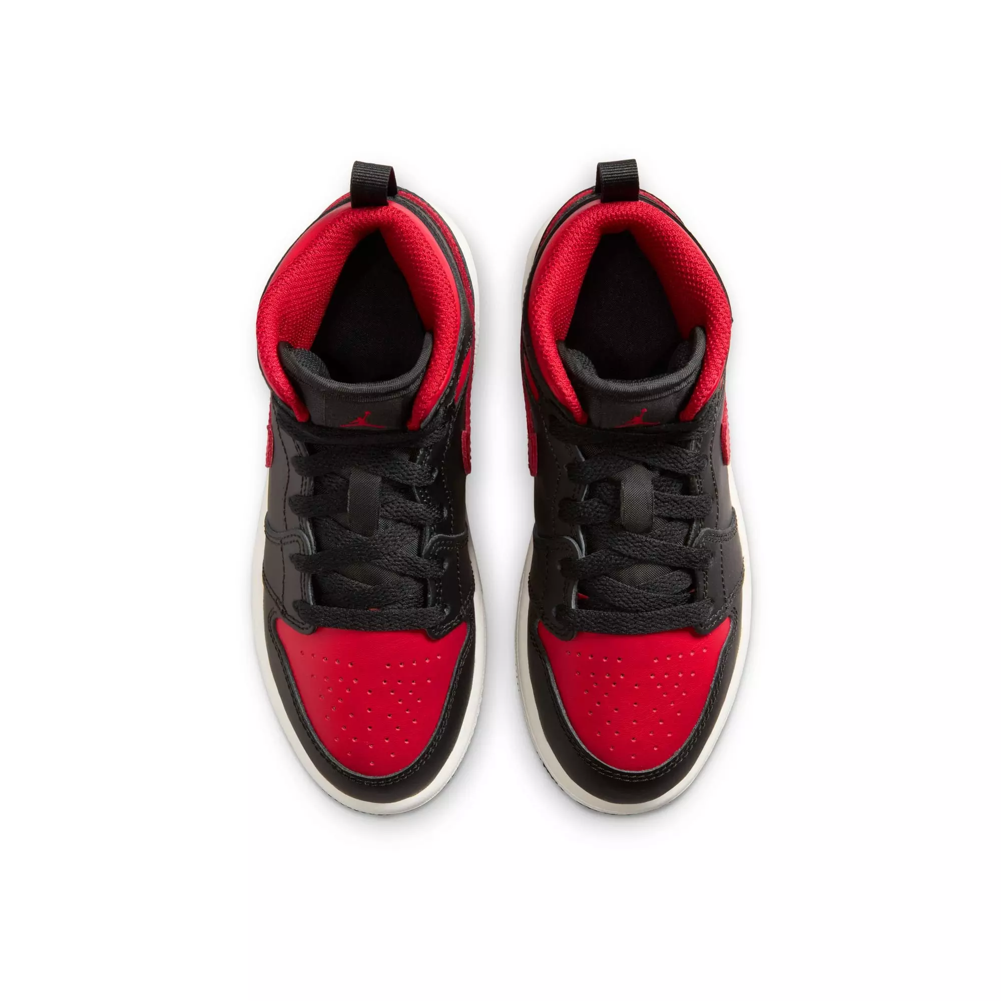 Jordan 1 Mid "Black/Varsity Red/Summit White" Preschool Boys' Shoe - BLACK/RED