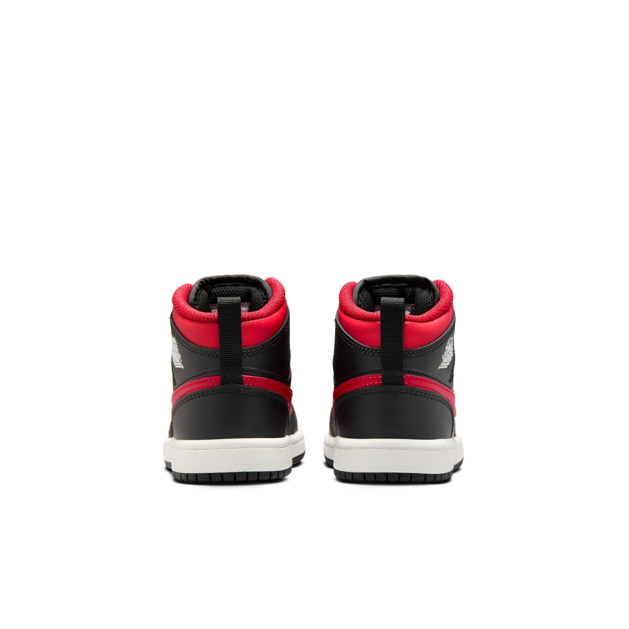 Jordan 1 Mid Preschool Boys'&nbsp;"Black/Varsity Red/Summit White"&nbsp;Shoe