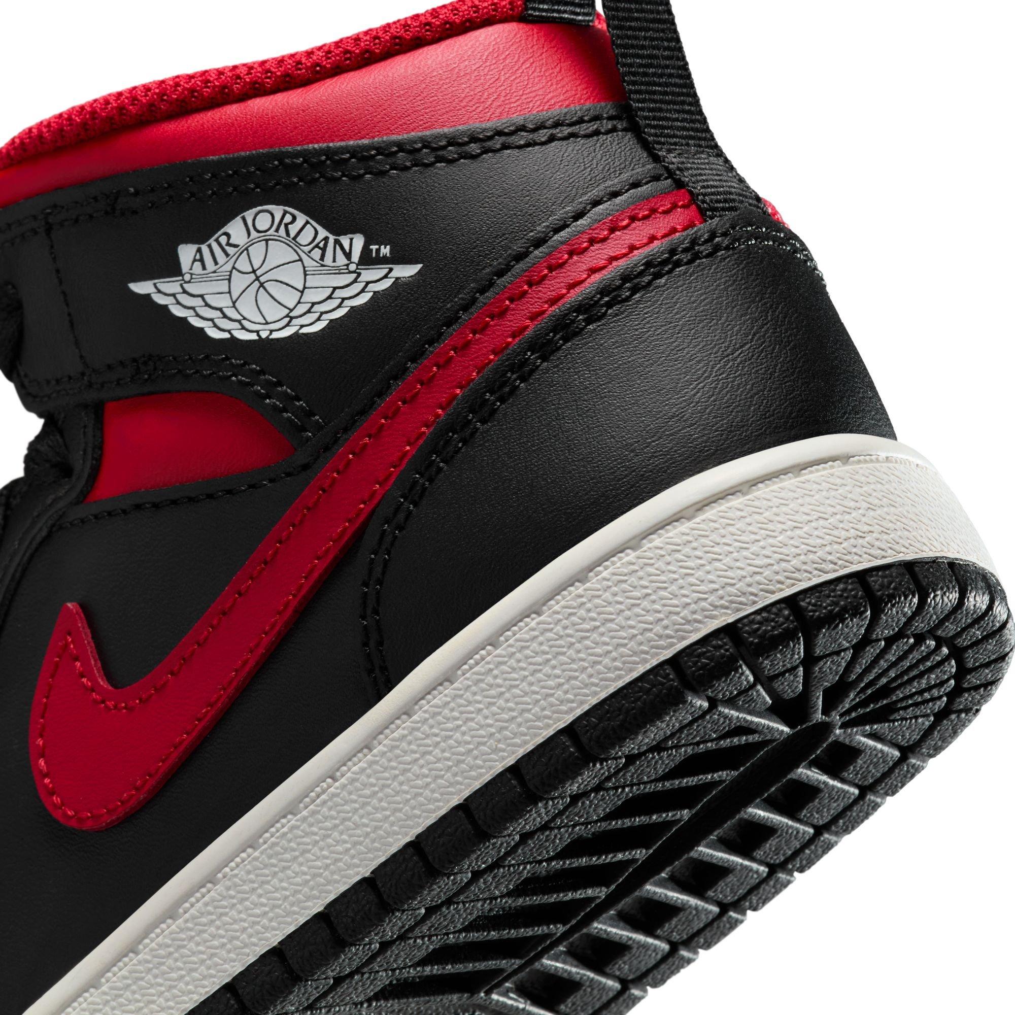 Jordan 1 Mid Preschool Boys'&nbsp;"Black/Varsity Red/Summit White"&nbsp;Shoe