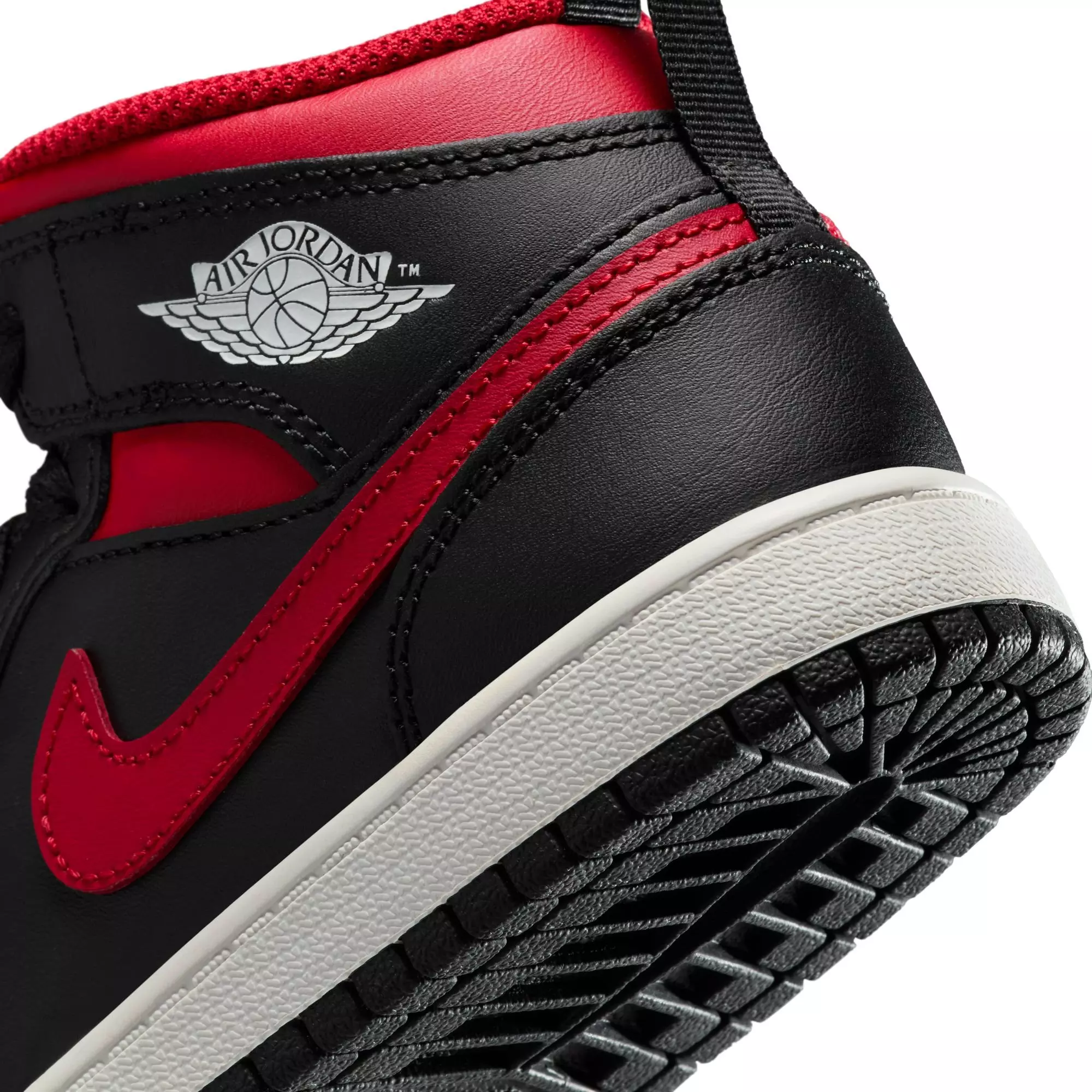 Jordan 1 Mid "Black/Varsity Red/Summit White" Preschool Boys' Shoe - BLACK/RED