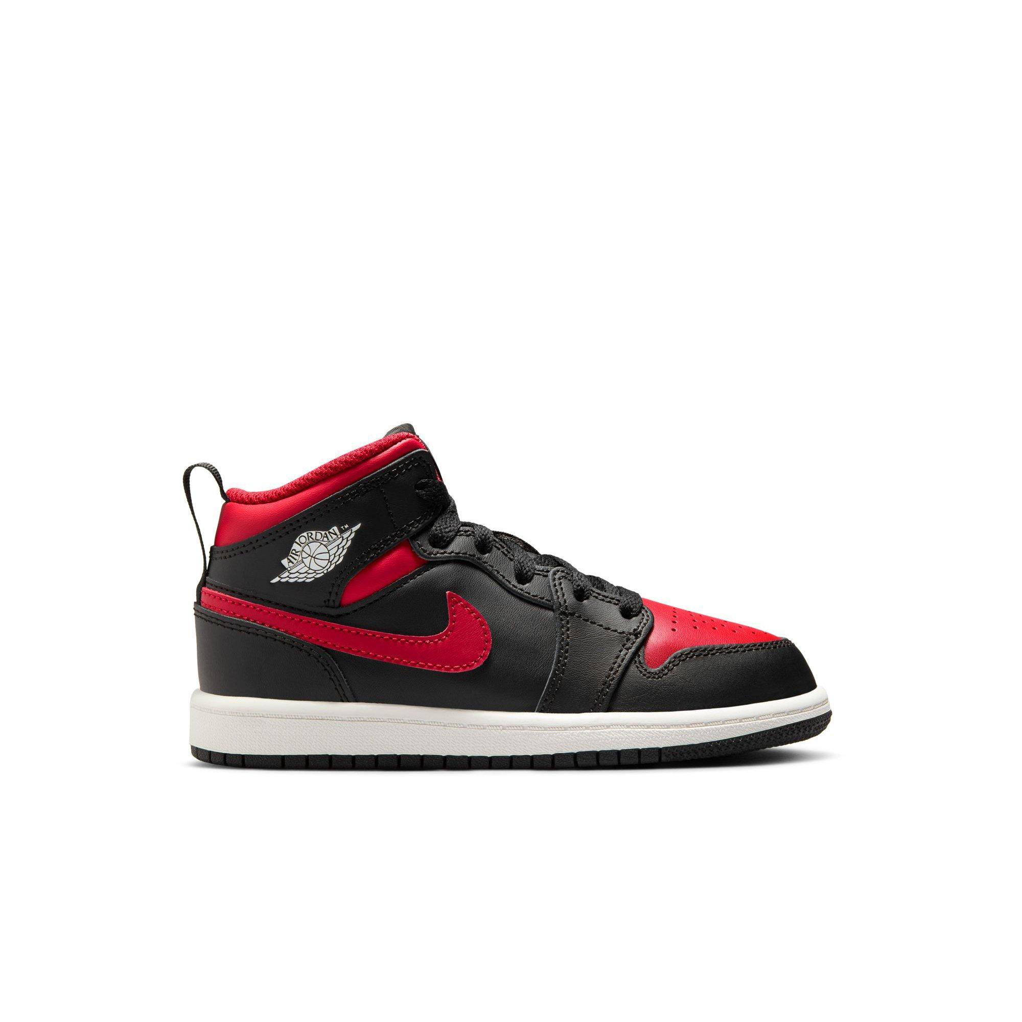 Black/Varsity Red/Summit White Jordan 1 Mid Shoe | Hibbett display picture 1