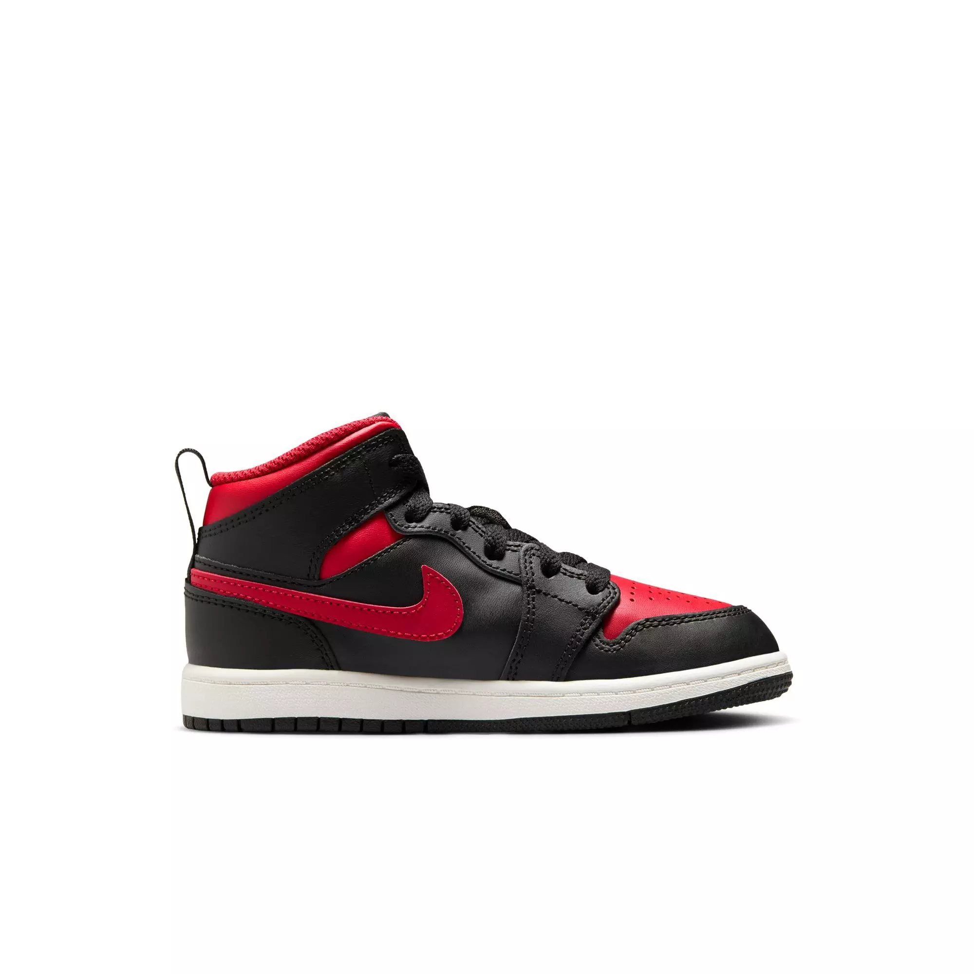 Jordan 1 Mid "Black/Varsity Red/Summit White" Preschool Boys' Shoe