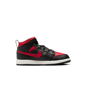 Jordan 1 Mid "Black/Varsity Red/Summit White" Preschool Boys' Shoe