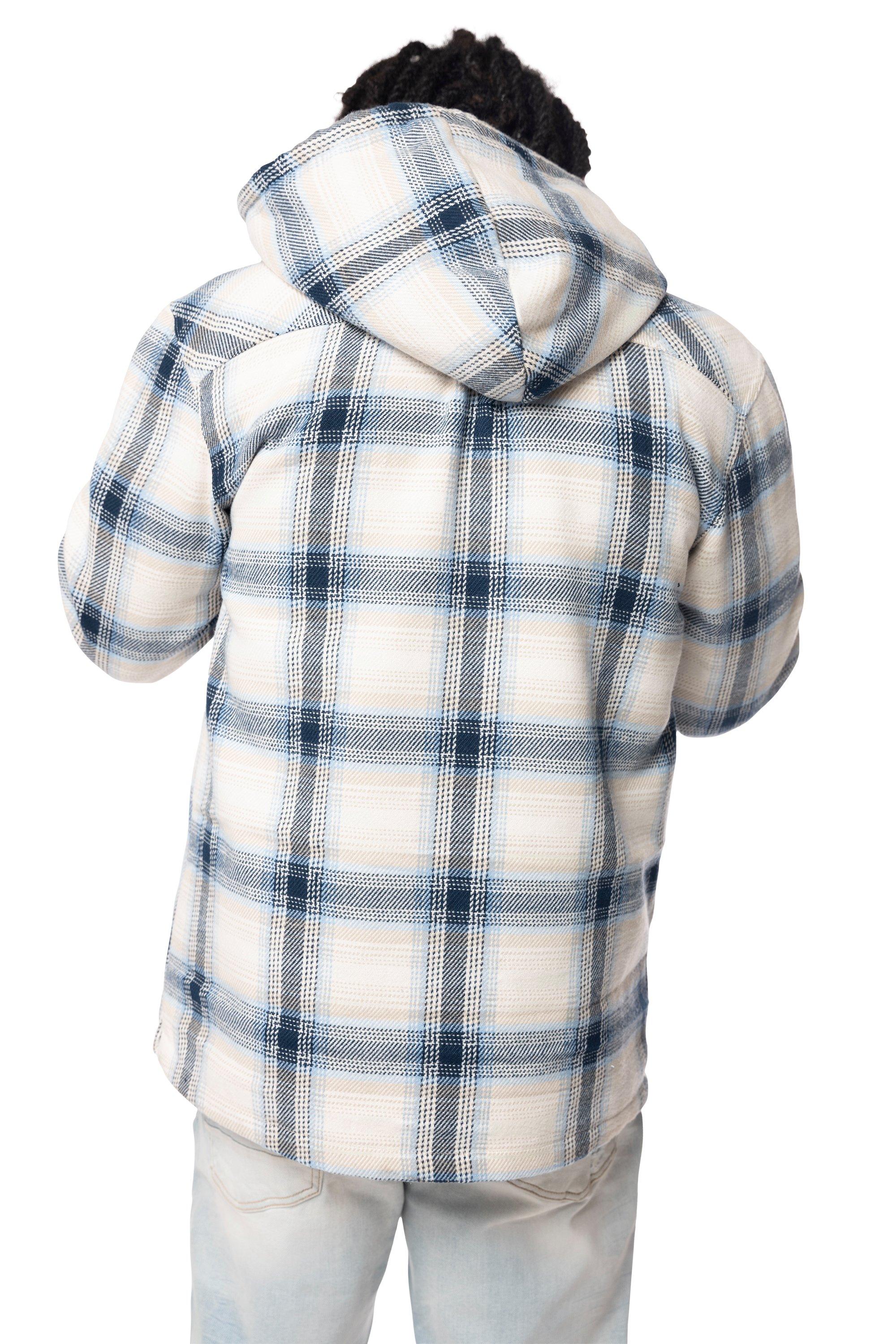 Smoke Rise Men's Plaid Hooded Shacket - Cascade - BLUE Thumbnail View 2