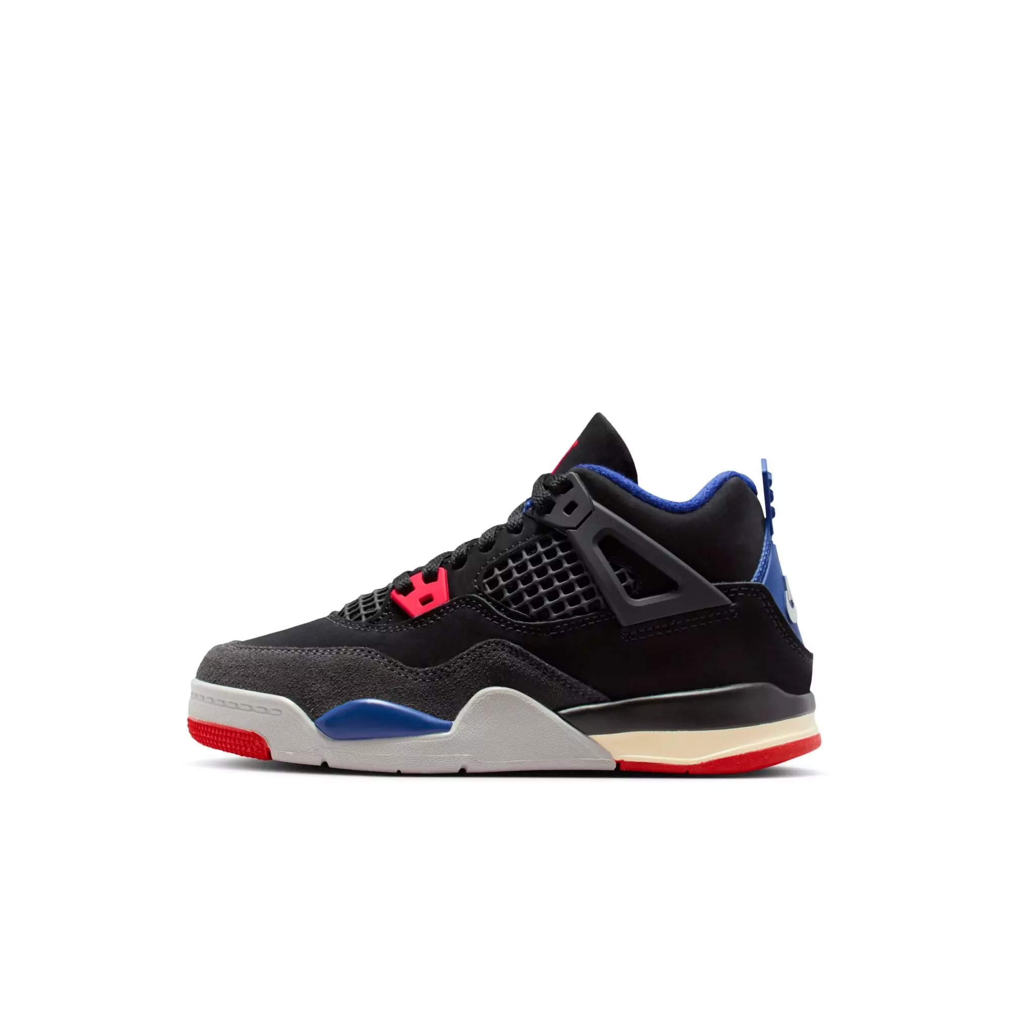 Jordan 4 Retro "Rare Air" Preschool Kids' Shoe - BLACK/FIRE RED/DEEP ROYAL BLUE