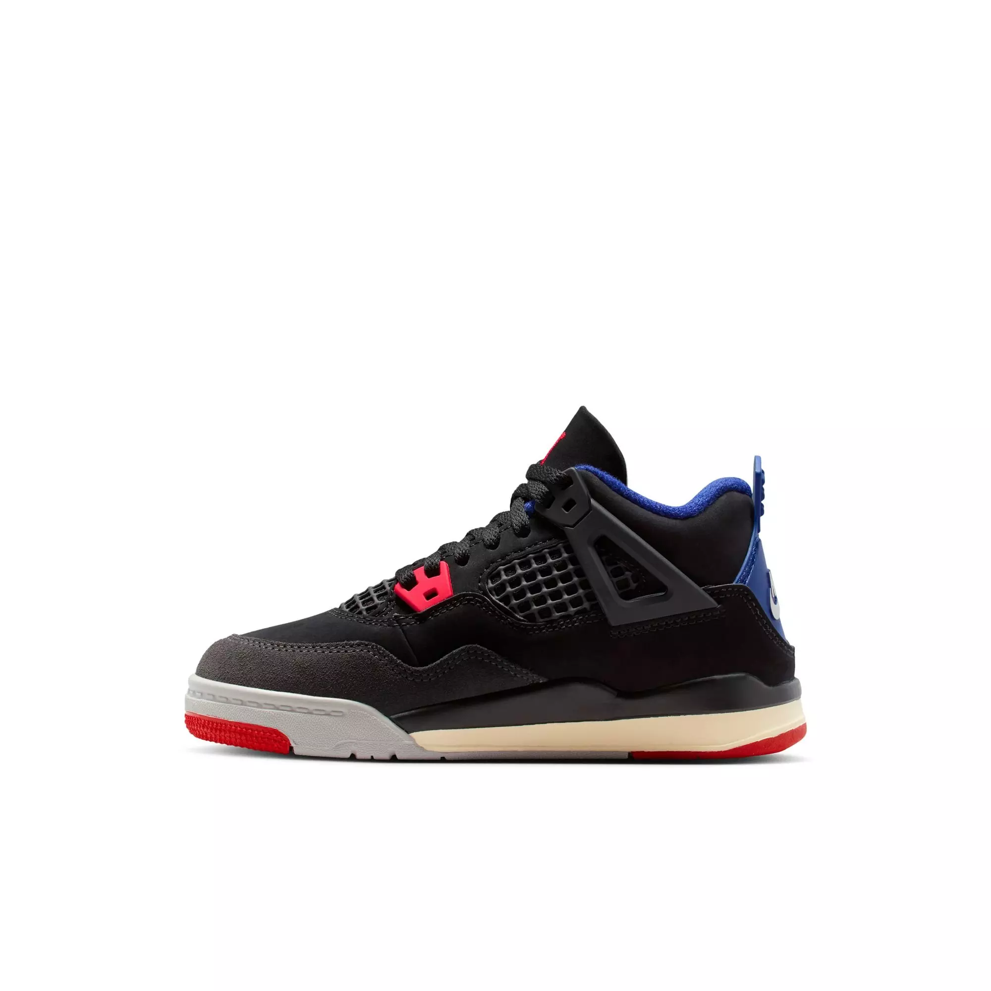Jordan 4 Retro "Rare Air" Preschool Kids' Shoe - BLACK/FIRE RED/DEEP ROYAL BLUE