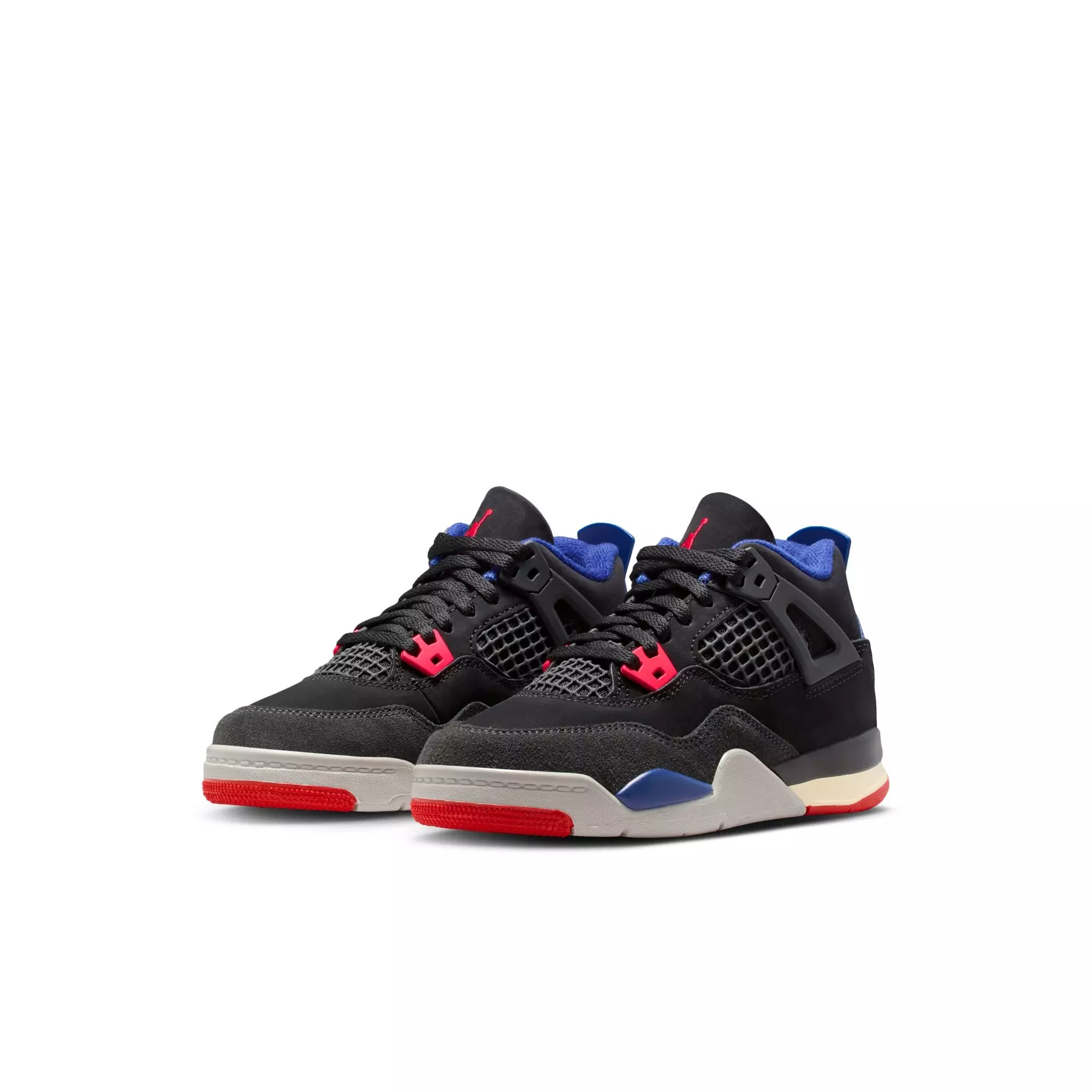 Jordan 4 Retro "Rare Air" Preschool Kids' Shoe - BLACK/FIRE RED/DEEP ROYAL BLUE