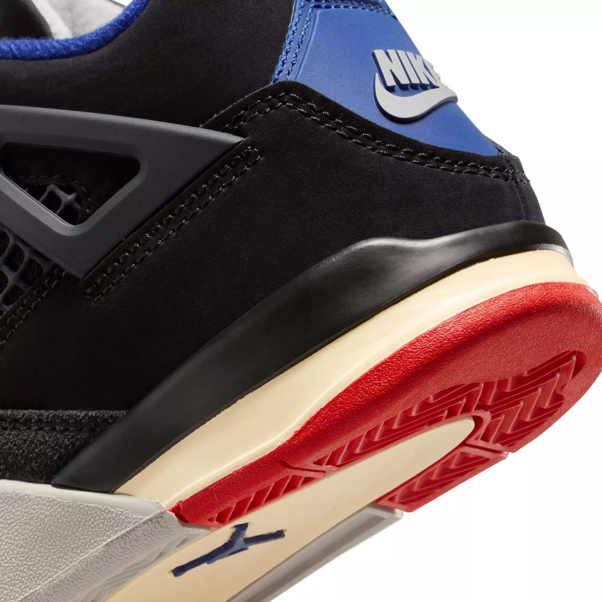 Jordan 4 Retro "Rare Air" Preschool Kids' Shoe - BLACK/FIRE RED/DEEP ROYAL BLUE