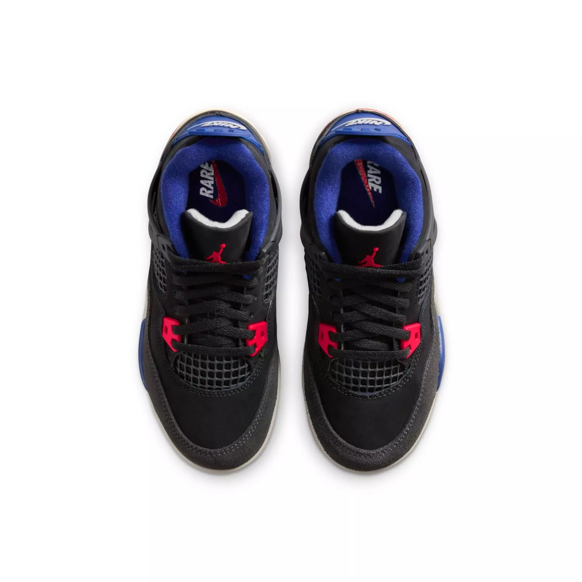 Jordan 4 Retro "Rare Air" Preschool Kids' Shoe - BLACK/FIRE RED/DEEP ROYAL BLUE