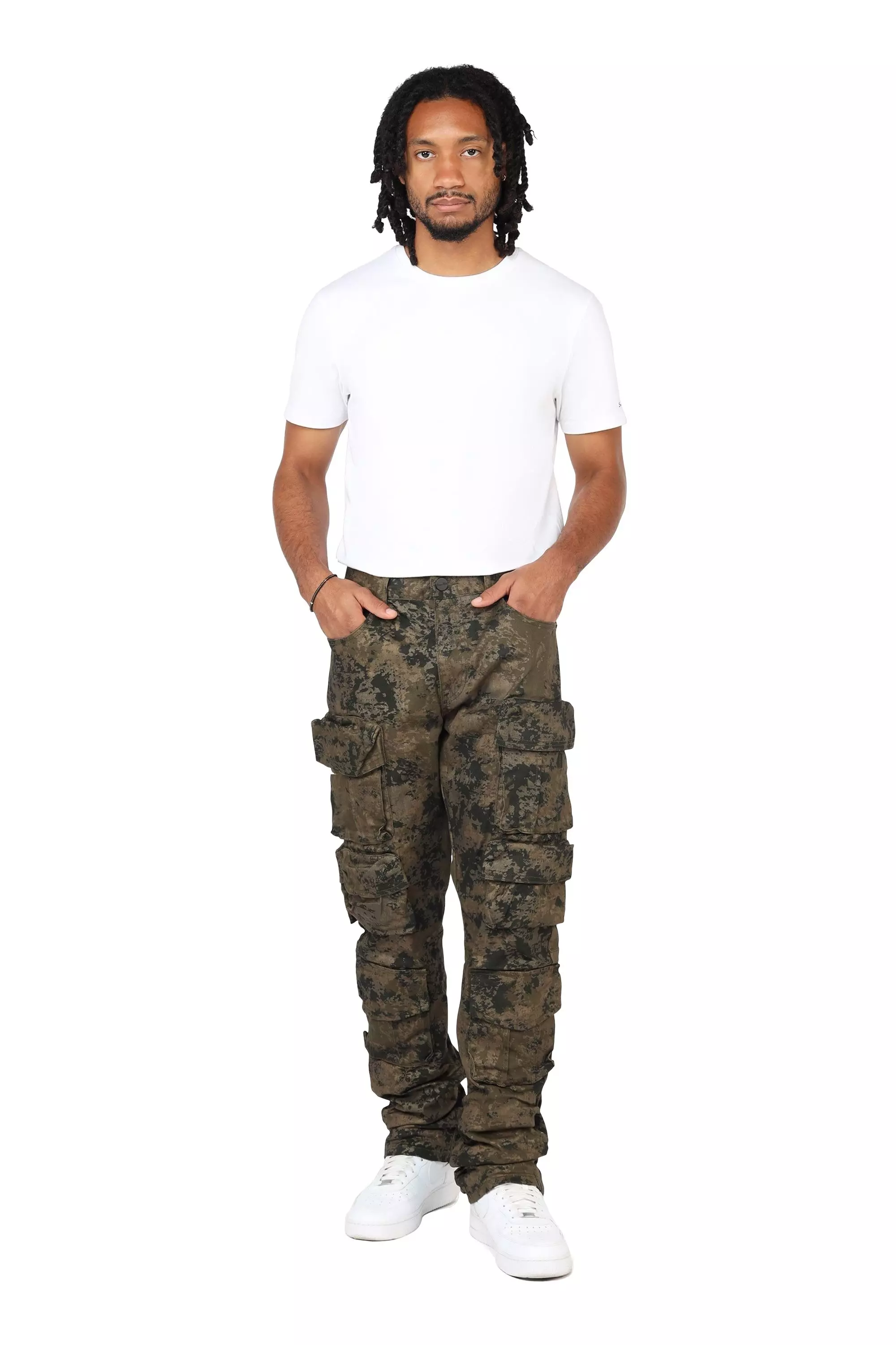 Smoke Rise Men's Metal Port Cargo Straight Fit Twill Pants - OLIVE