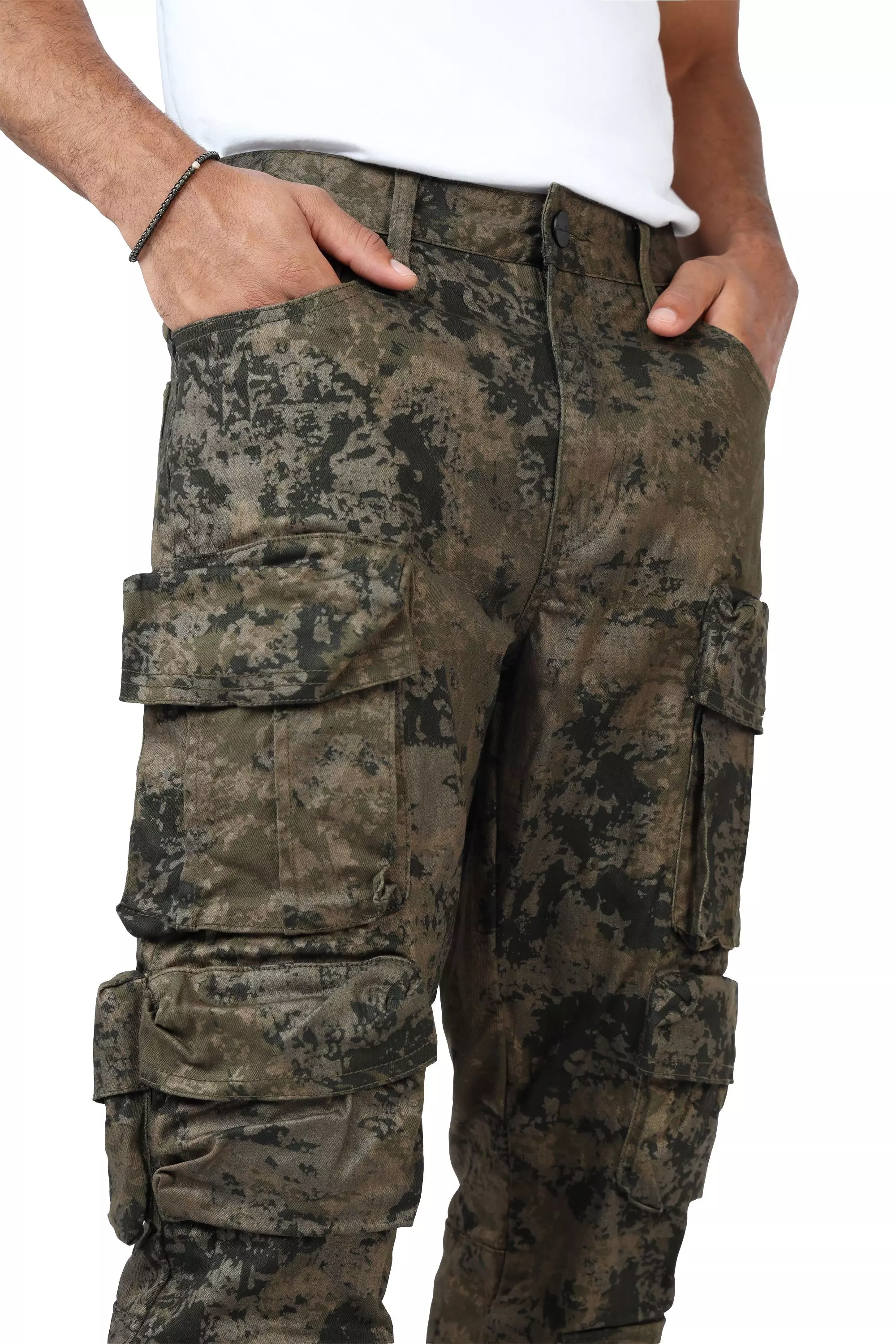 Smoke Rise Men's Metal Port Cargo Straight Fit Twill Pants - OLIVE