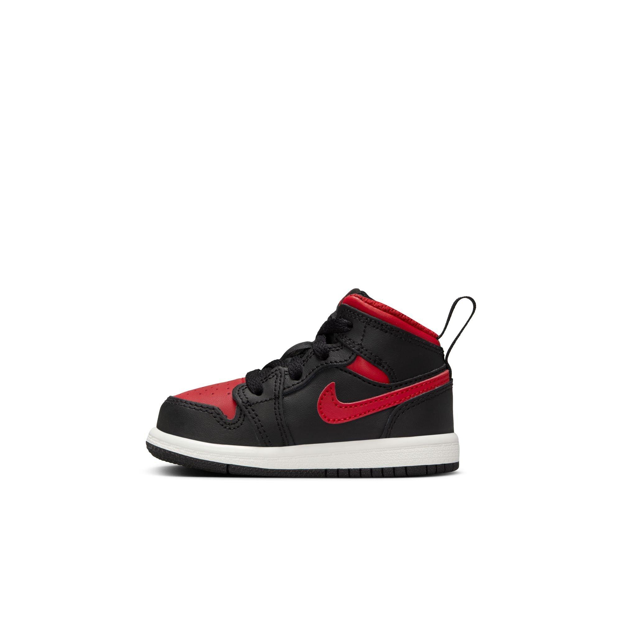Jordan 1 Mid Toddler Boys' "Black/Varsity Red/Summit White" Shoe